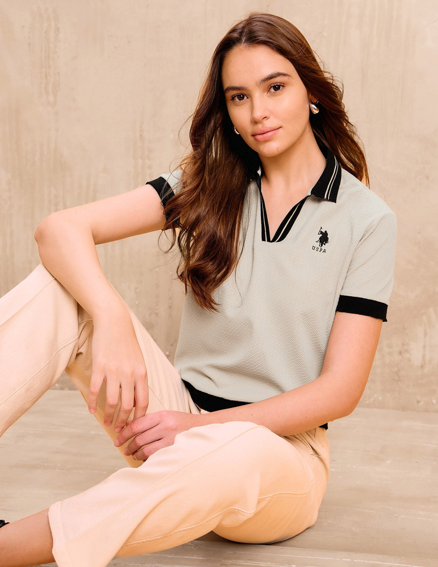 Textured Regular Fit Polo Shirt Beige - U.S. Polo Assn. India | Large