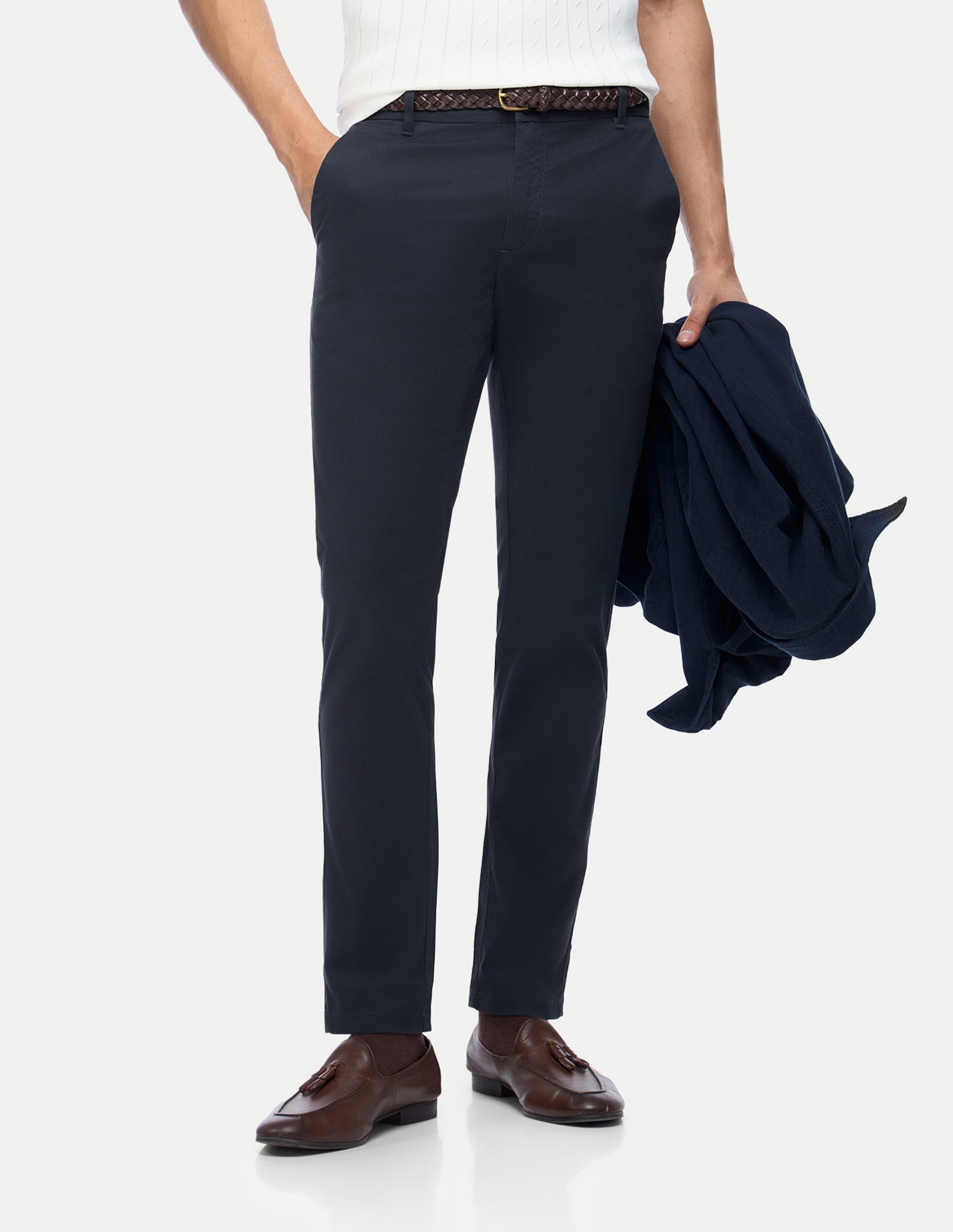 Austin Trim Regular Fit Twill Trousers Navy - U.S. Polo Assn. India | Large
