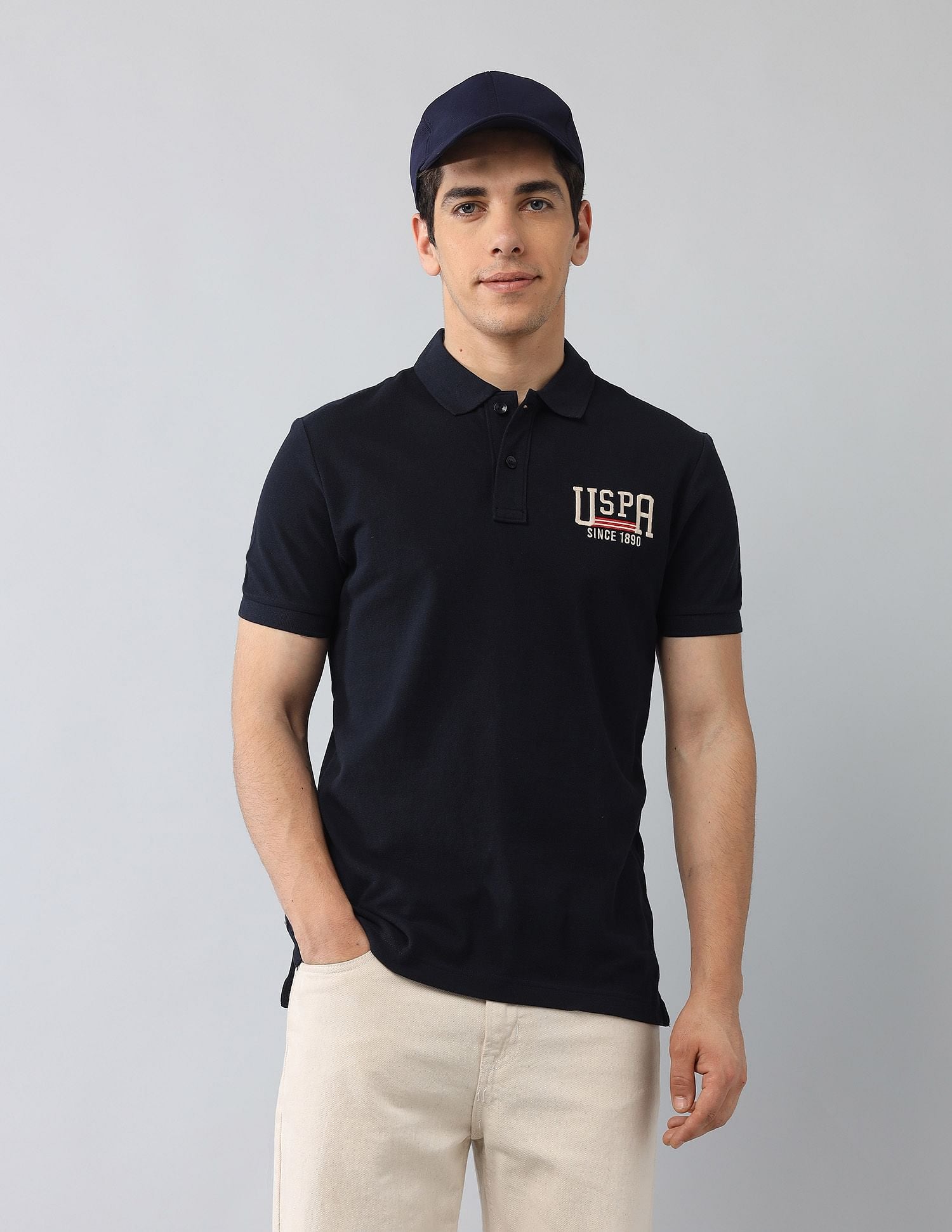 Muscle Fit Brand Printed Polo Shirt