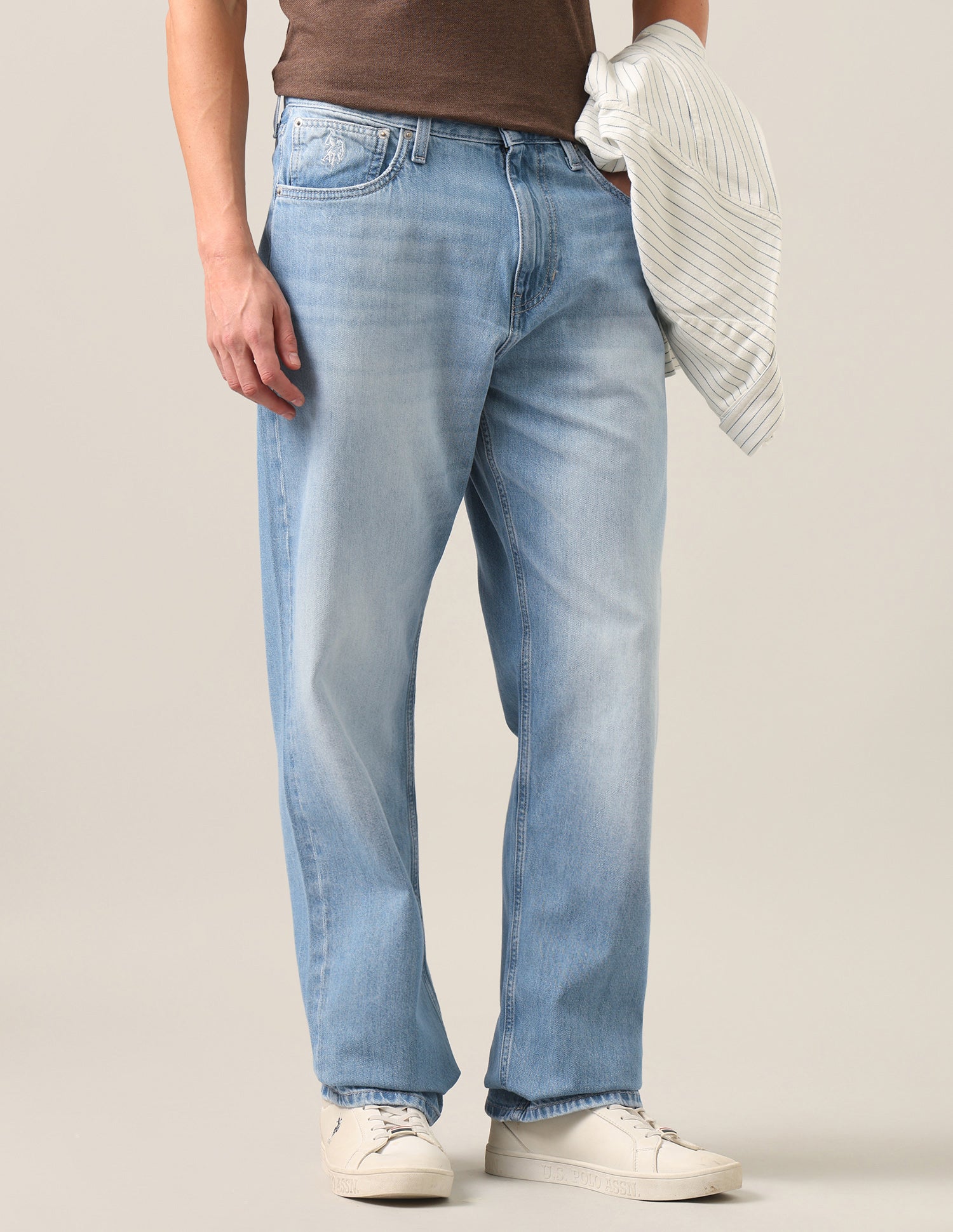 Logan Loose Straight Fit Blue Jeans Light Blue - U.S. Polo Assn. India | Large