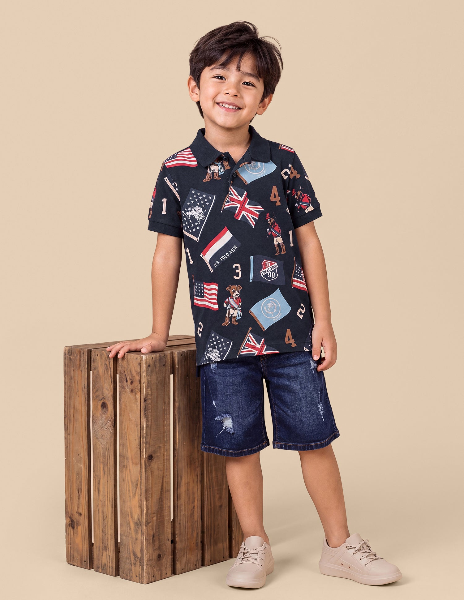 Graphic Brand Printed Regular Fit Polo Shirt Navy - U.S. Polo Assn. India | Large