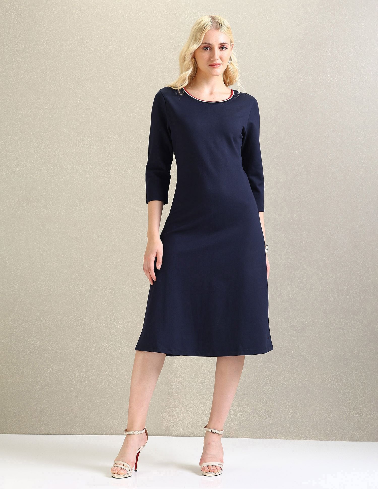 Ponte Roma Knit A-Line Dress