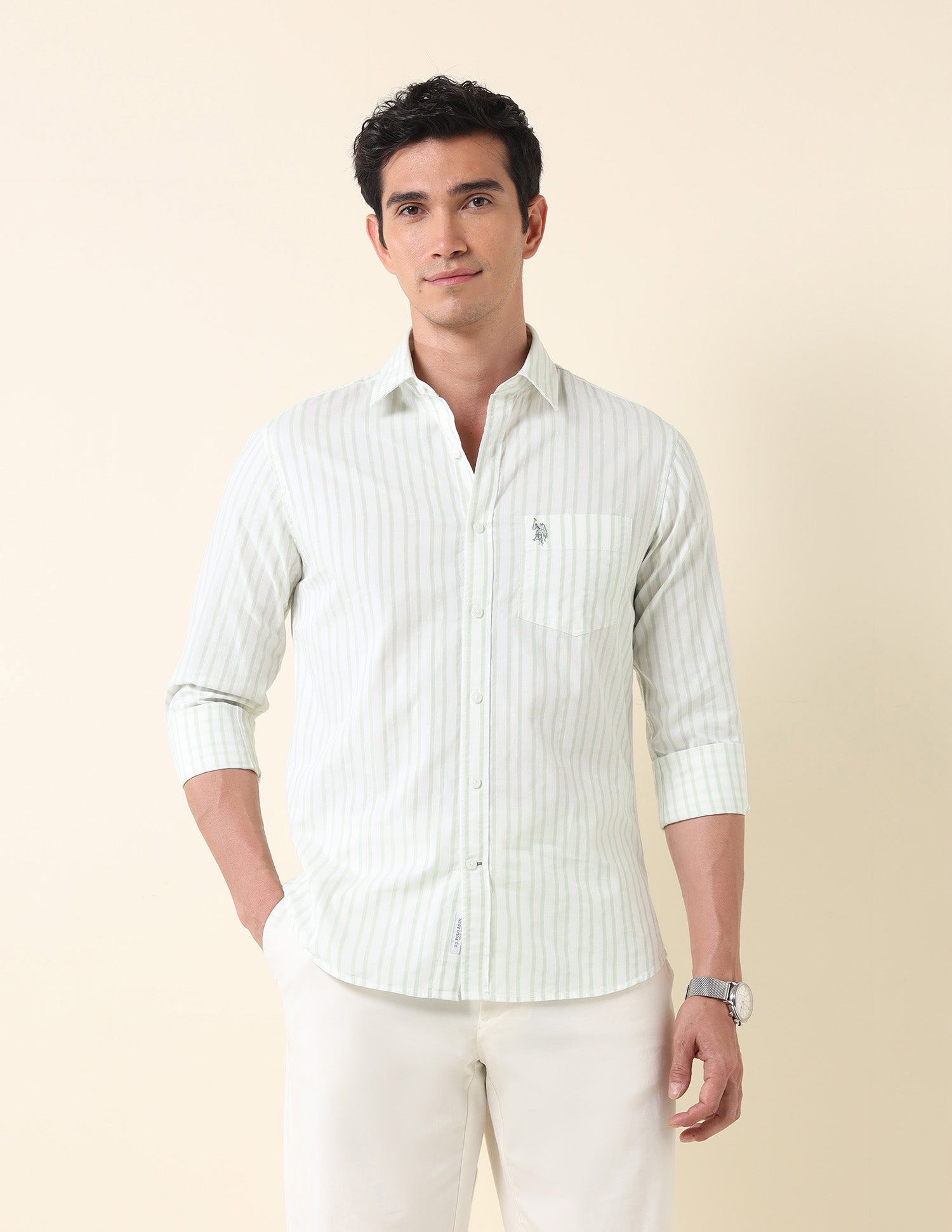 Vertical Striped Twill Shirt