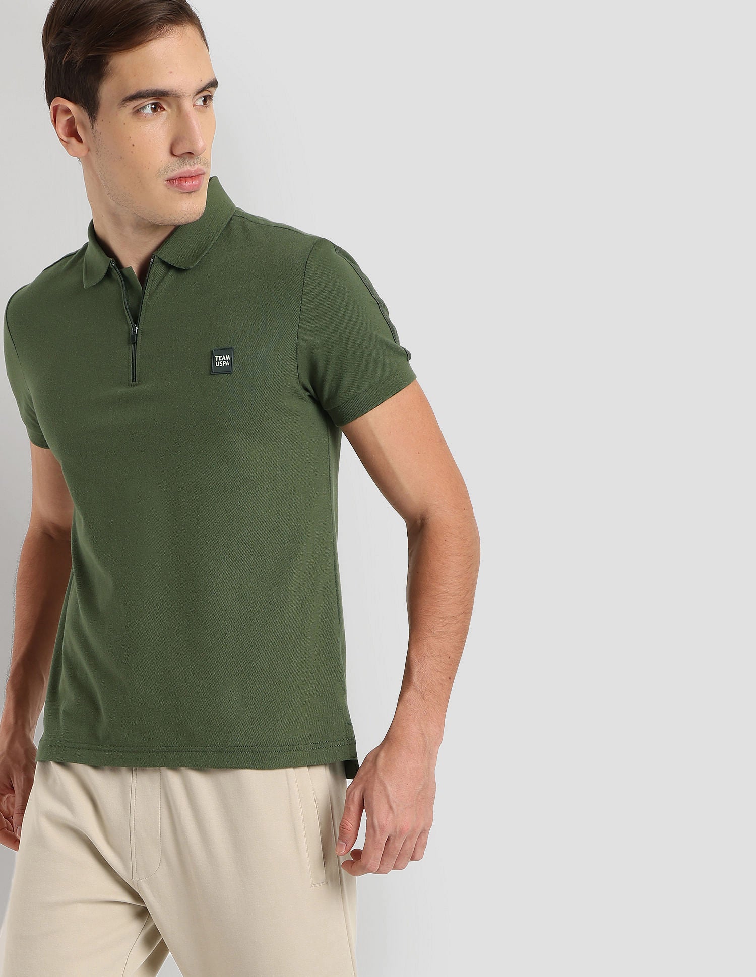 Silicone Brand Tape Athleisure Polo Shirt Olive - U.S. POLO ASSN. | Large