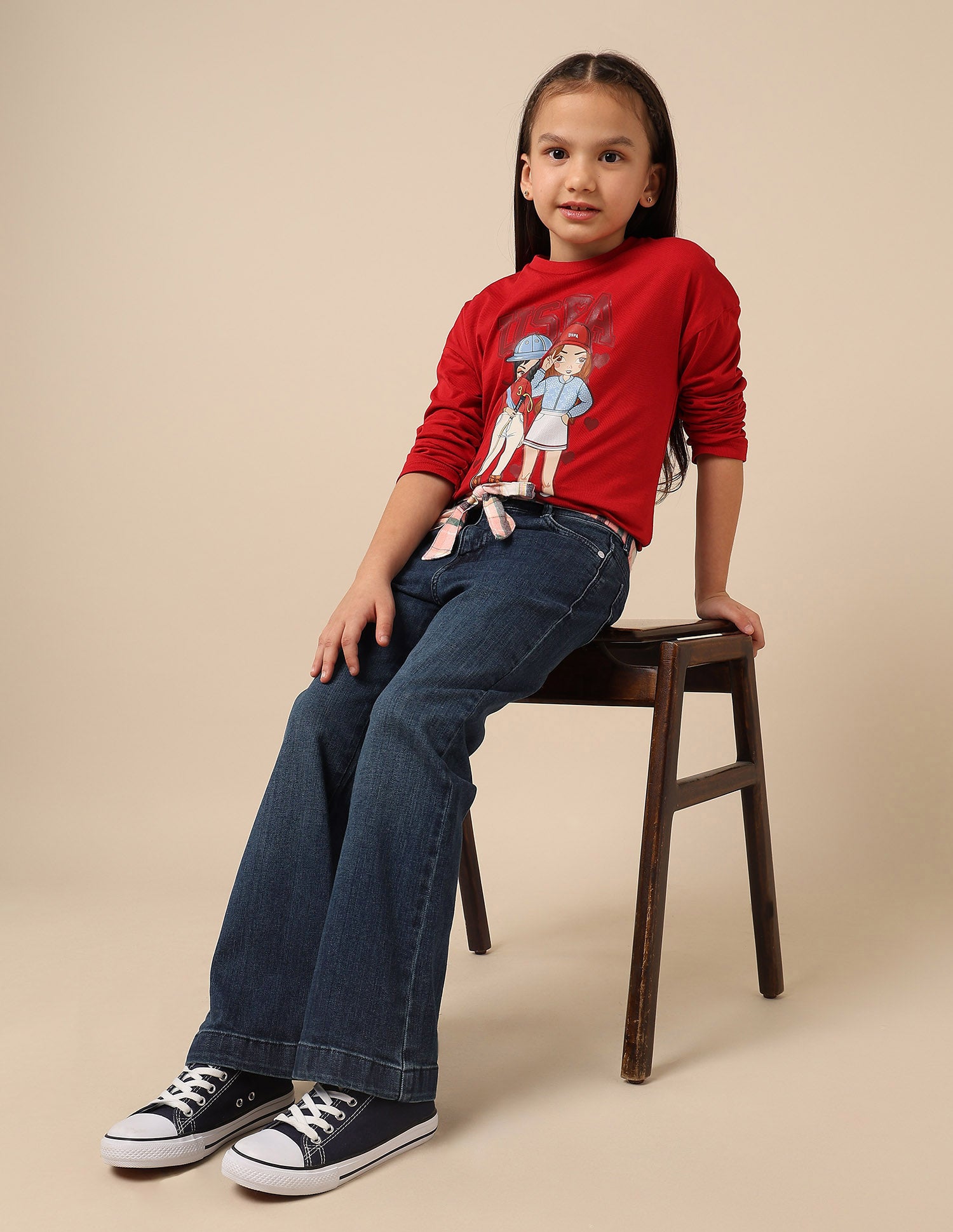 Girls Stone Washed Bootcut Jeans