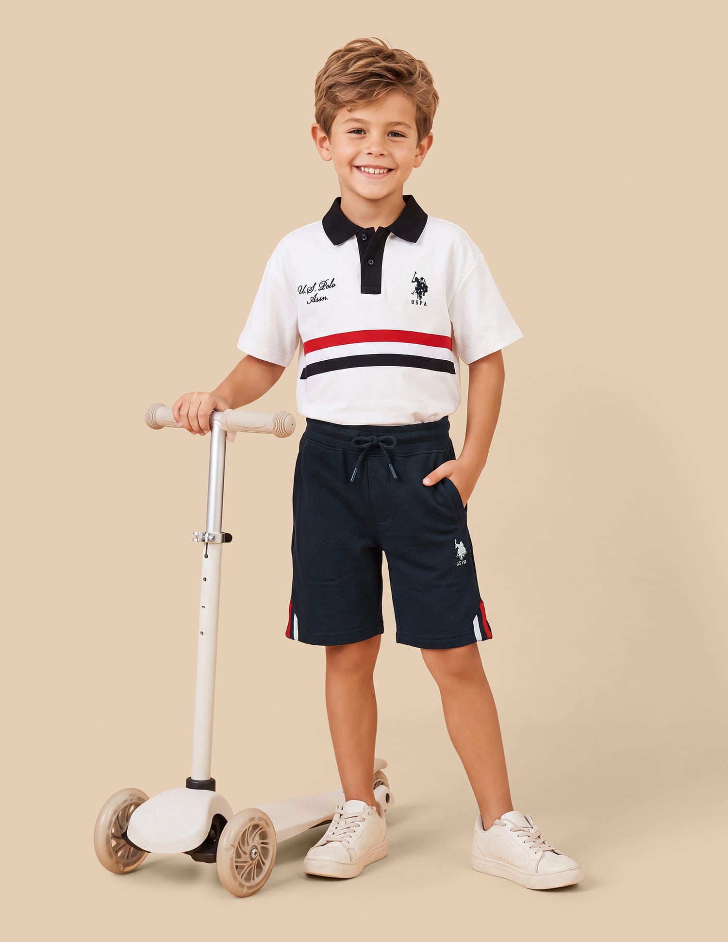 Solid Regular Fit Shorts Blue - U.S. Polo Assn. India | Large