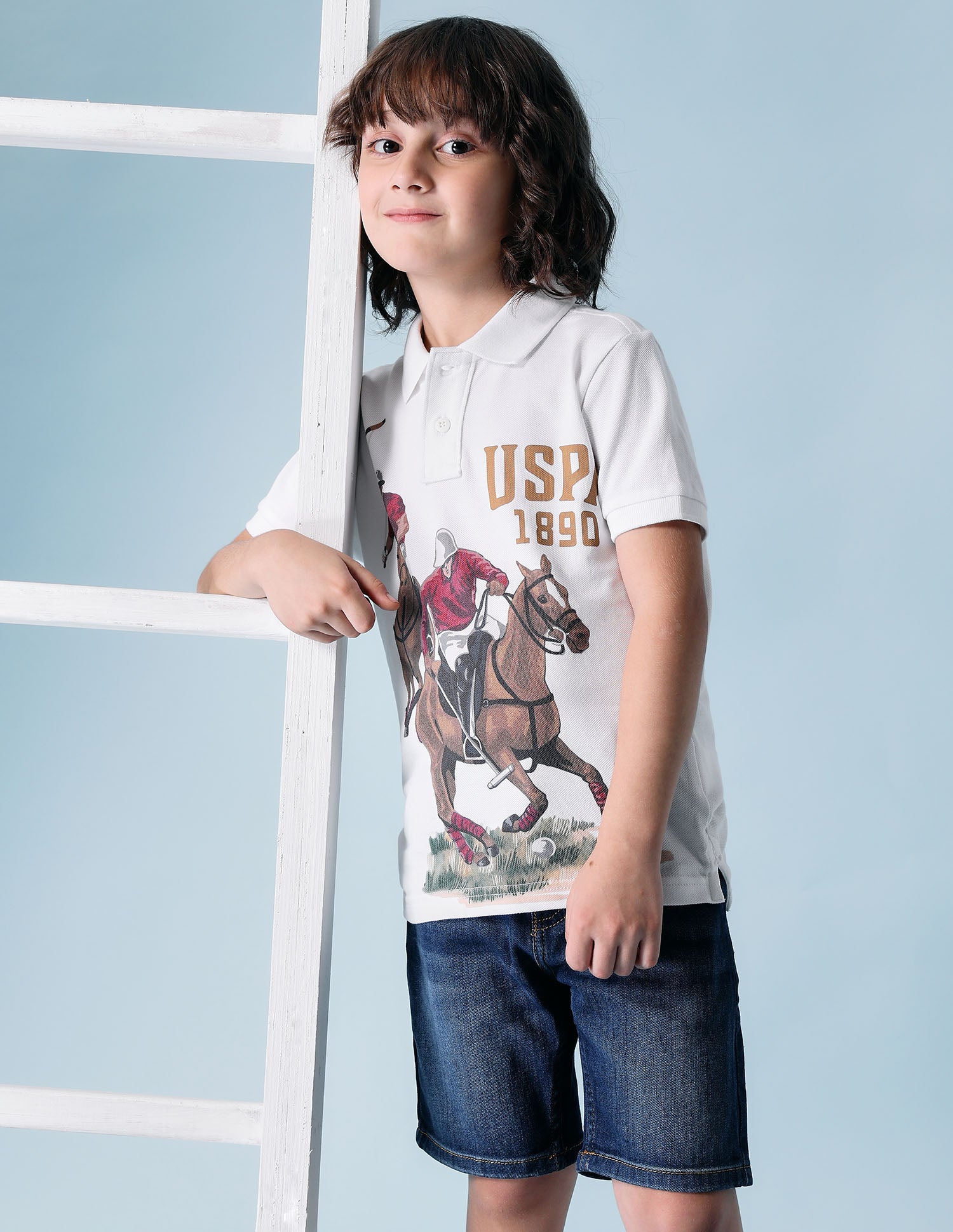 Boys Brand Printed Pure Cotton Polo Shirt