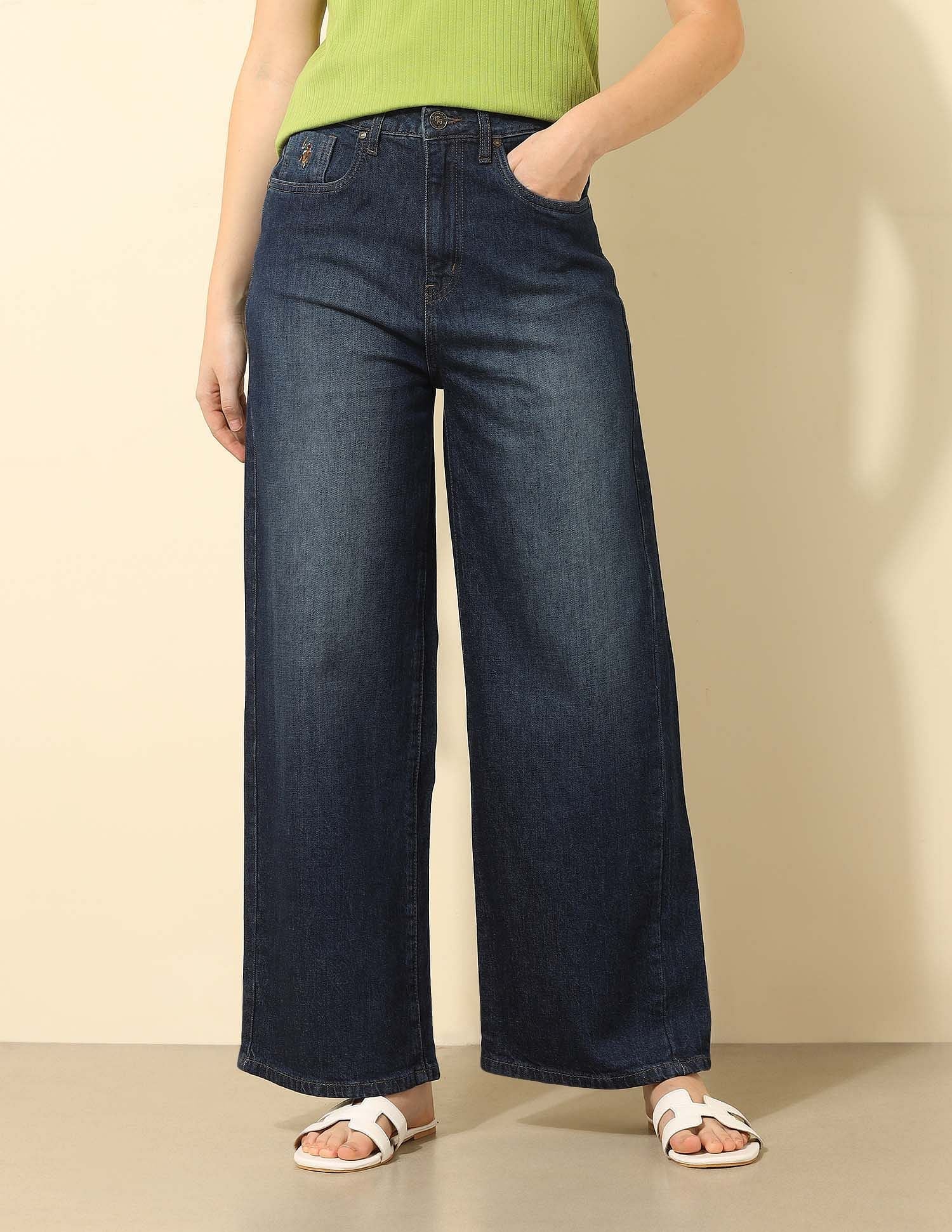 High Rise Wide Leg Jeans Dark Blue - U.S. Polo Assn. India | Large