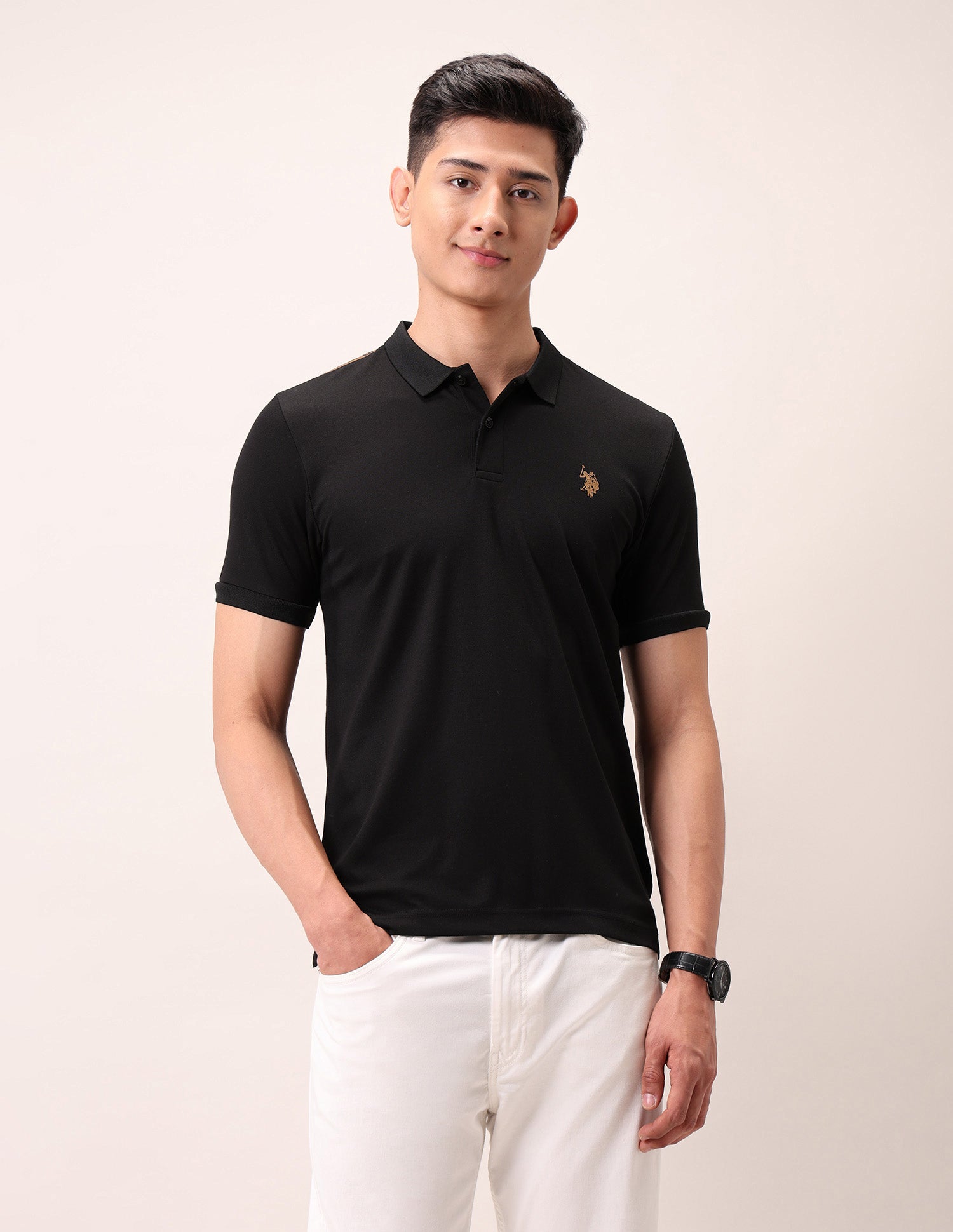 Muscle Fit Outdoor Polo Shirt Black - U.S. Polo Assn. India | Large