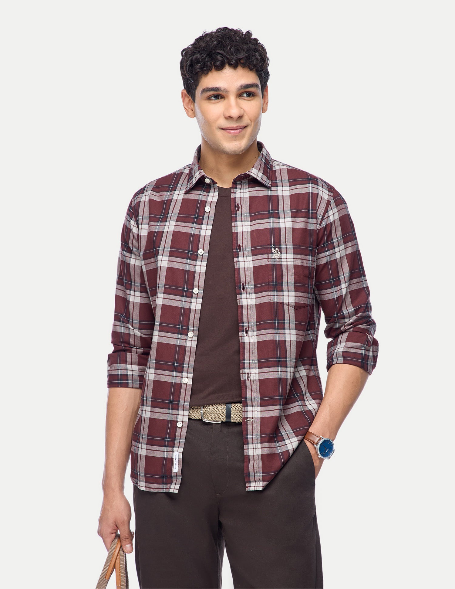 Tailored Fit Dobby Checked Shirt