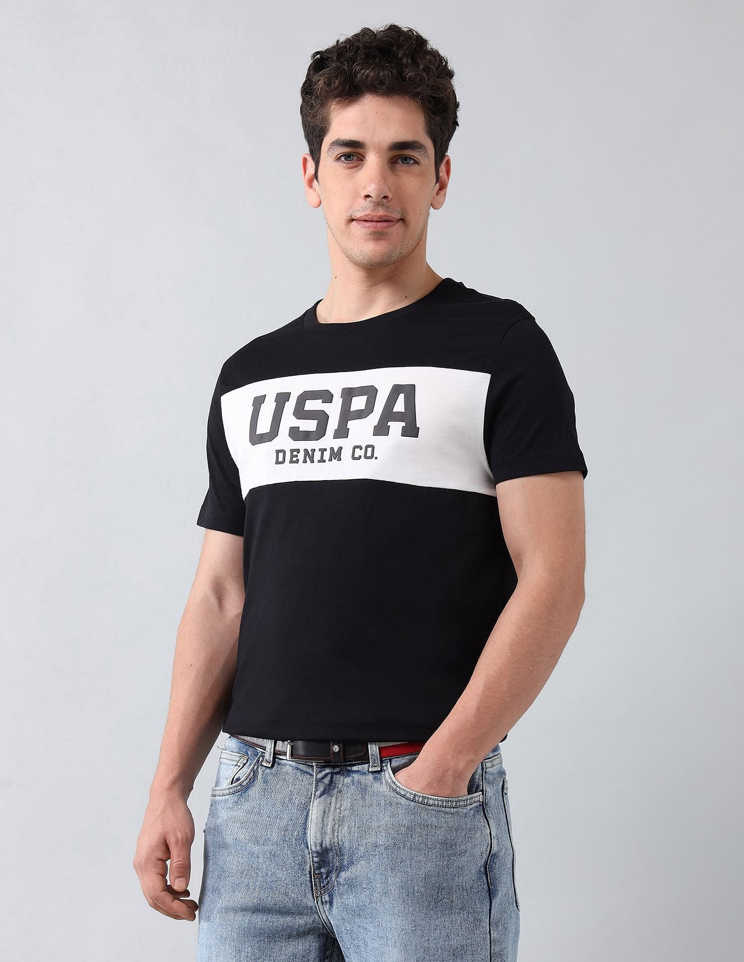 Muscle Fit Brand Printed T-Shirt Black - U.S. Polo Assn. India | Large