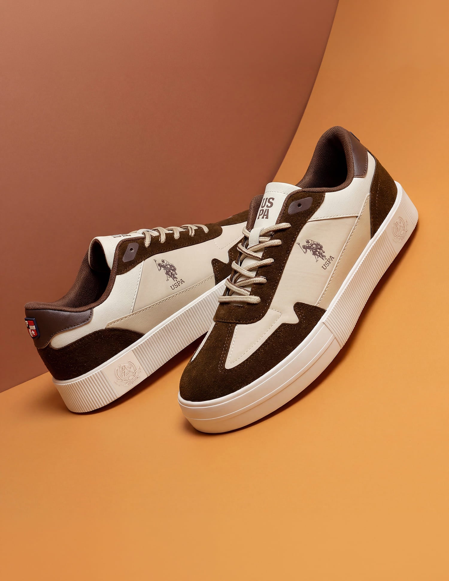 Men Colourblocked Solren Sneakers Beige - U.S. Polo Assn. India | Large