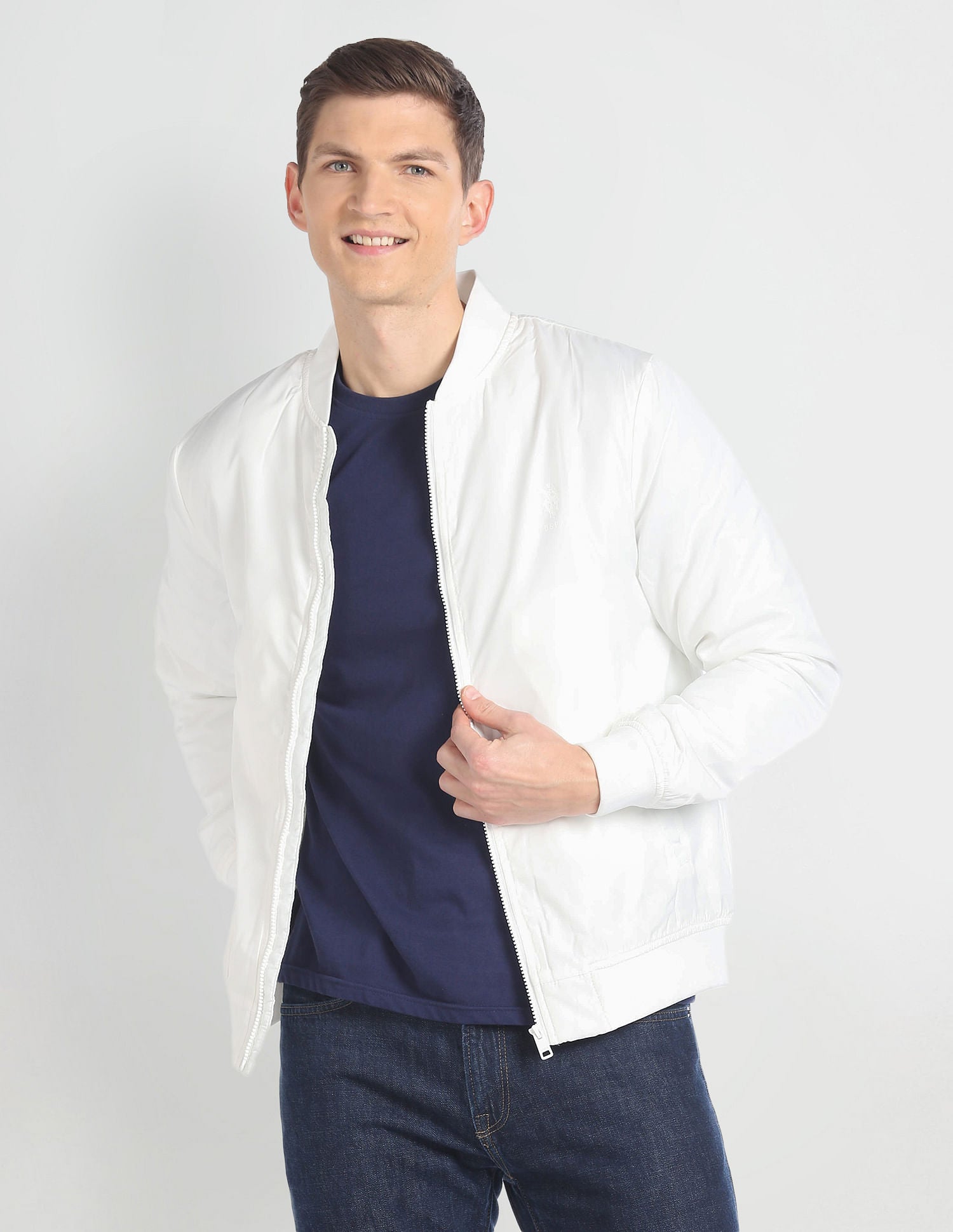 High Neck Long Sleeve Bomber Jacket