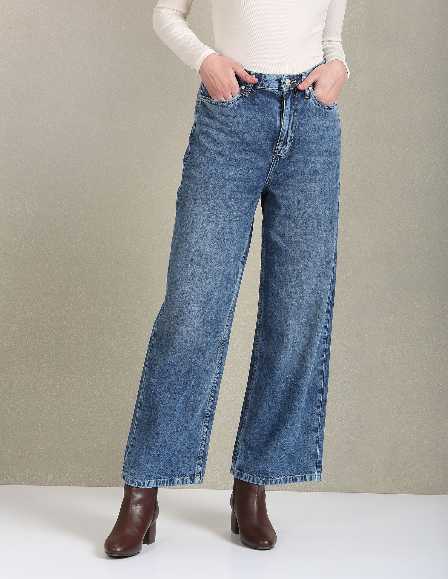 Wide Leg Mid Rise Jeans – U.S. Polo Assn. India