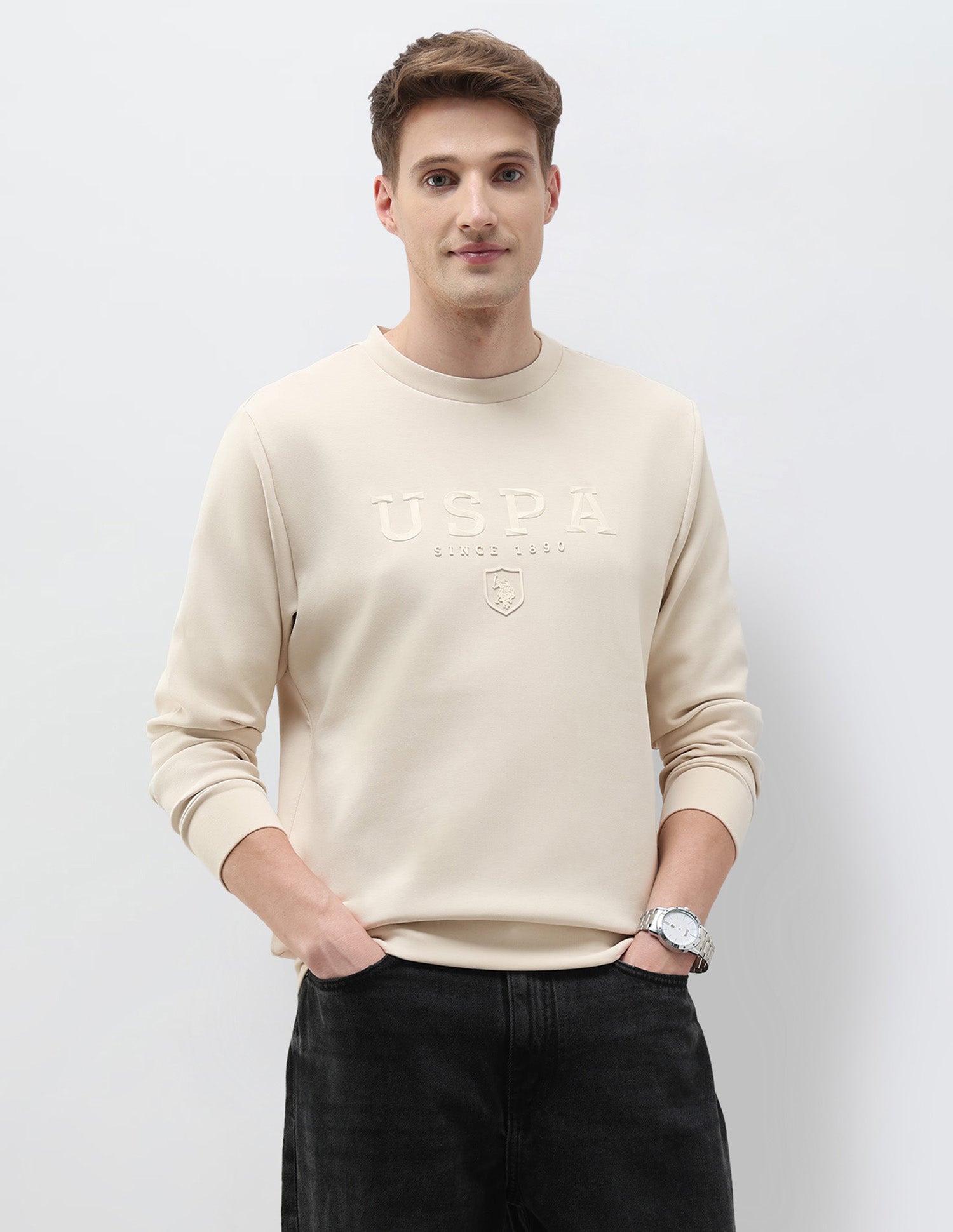 Brand Embossed Regular Fit Sweatshirt