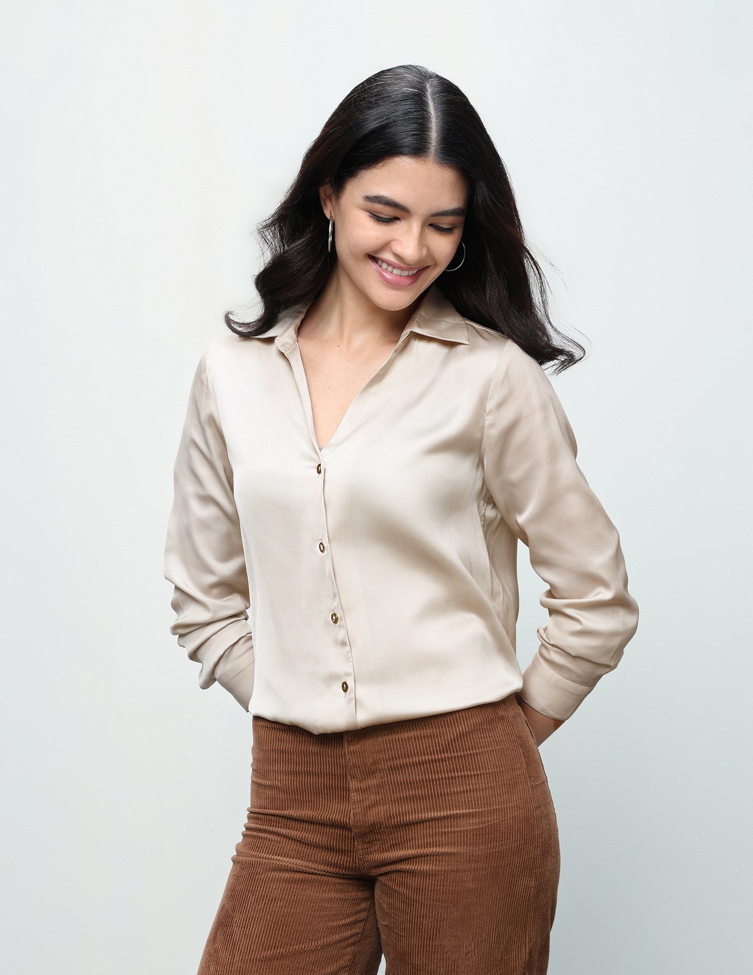 Solid Relaxed Fit Shirt Off White - U.S. Polo Assn. India | Large