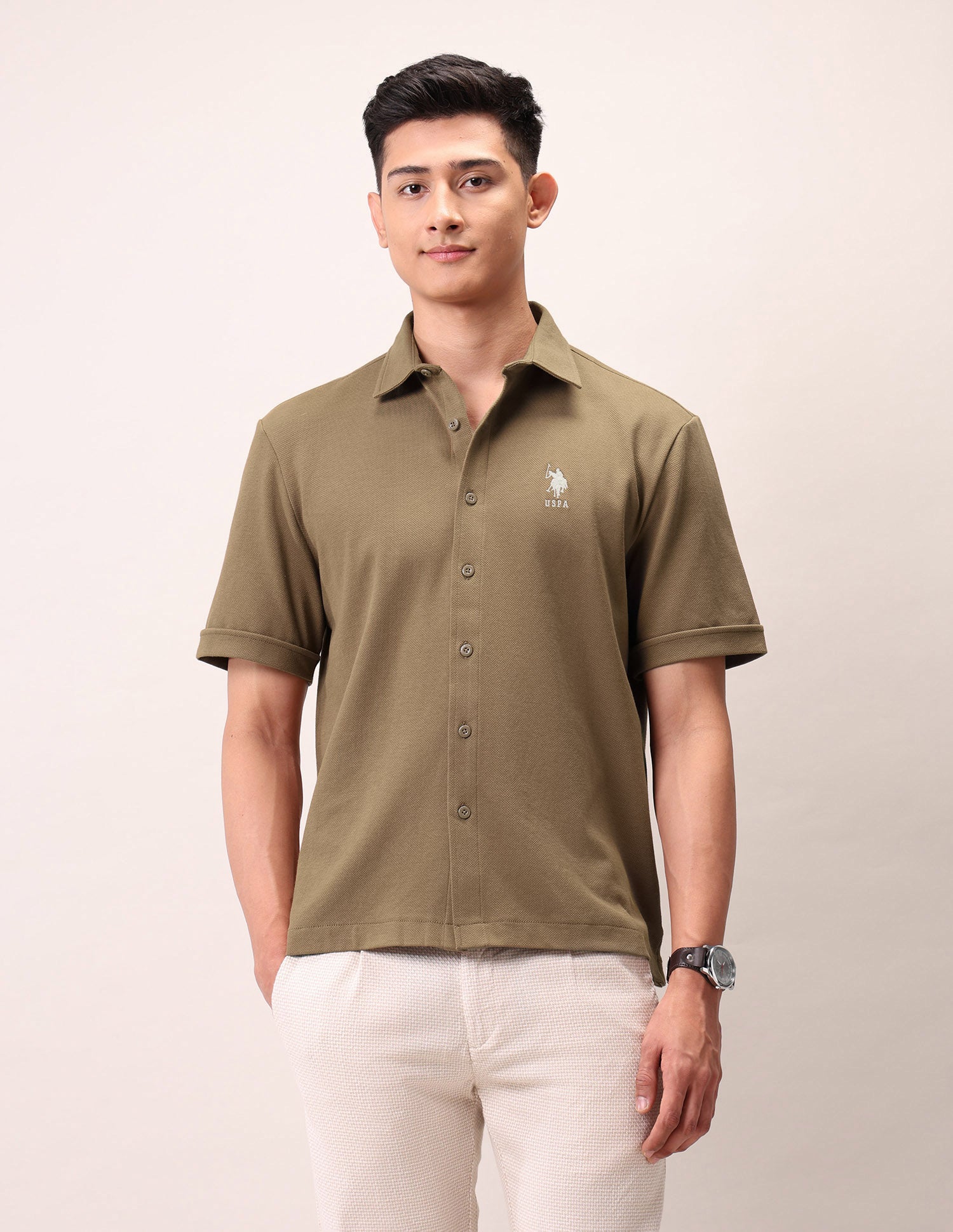 Relaxed Fit Pure Cotton Outdoor Shirt Brown - U.S. POLO ASSN. | Large