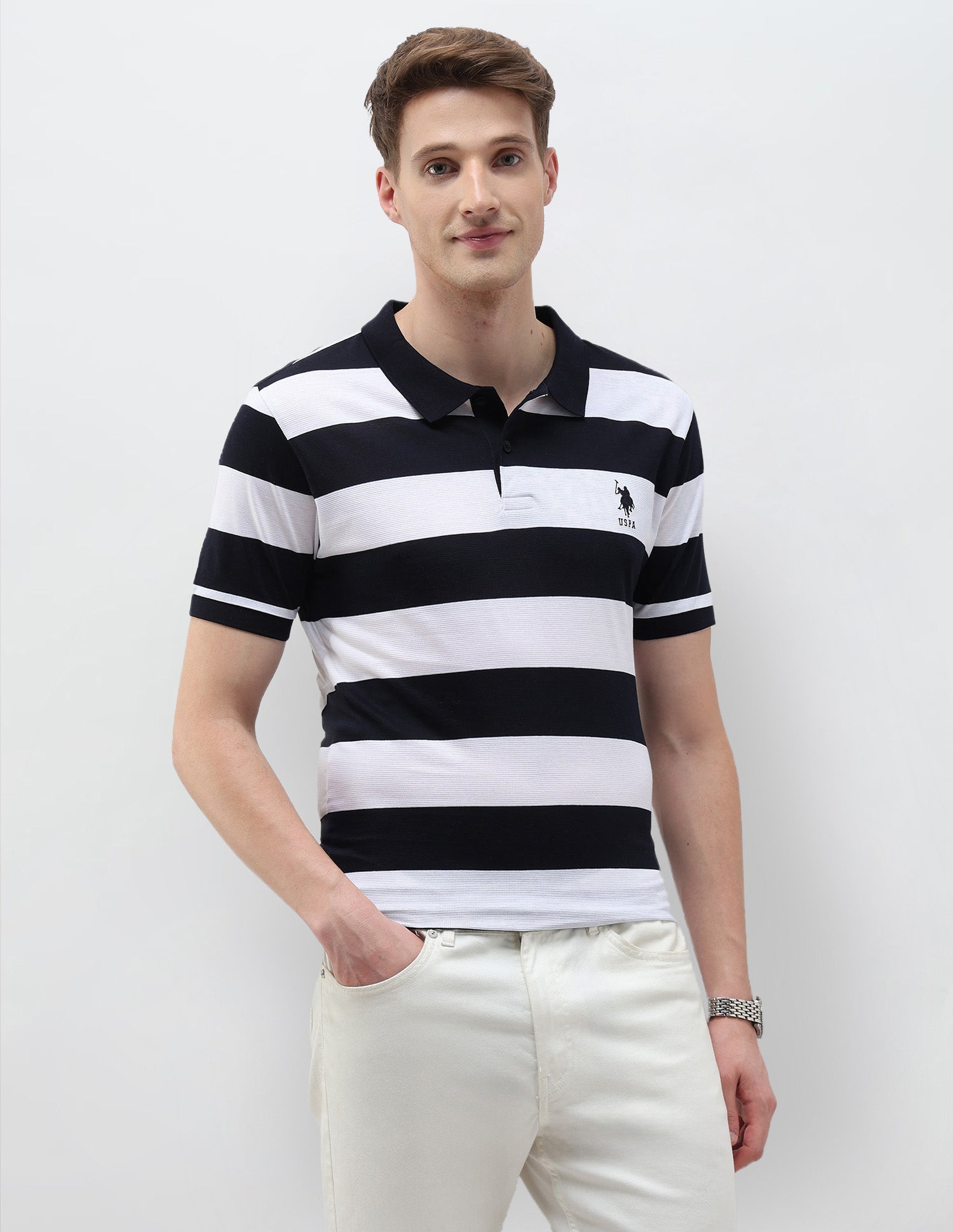 Horizontal Striped Slim Fit Polo Shirt