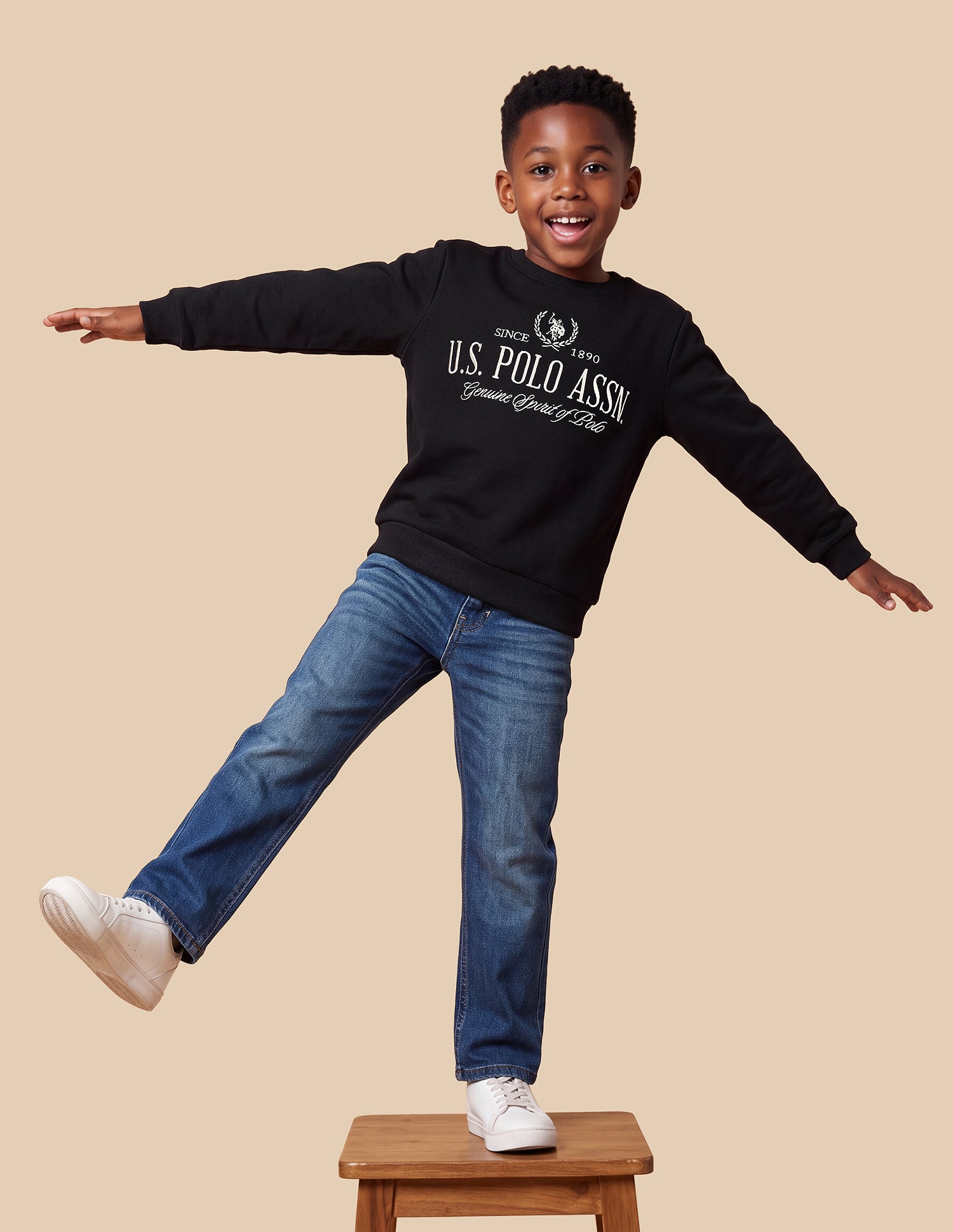 Brand Embroidered Regular Fit Sweatshirt Black - U.S. Polo Assn. India | Large