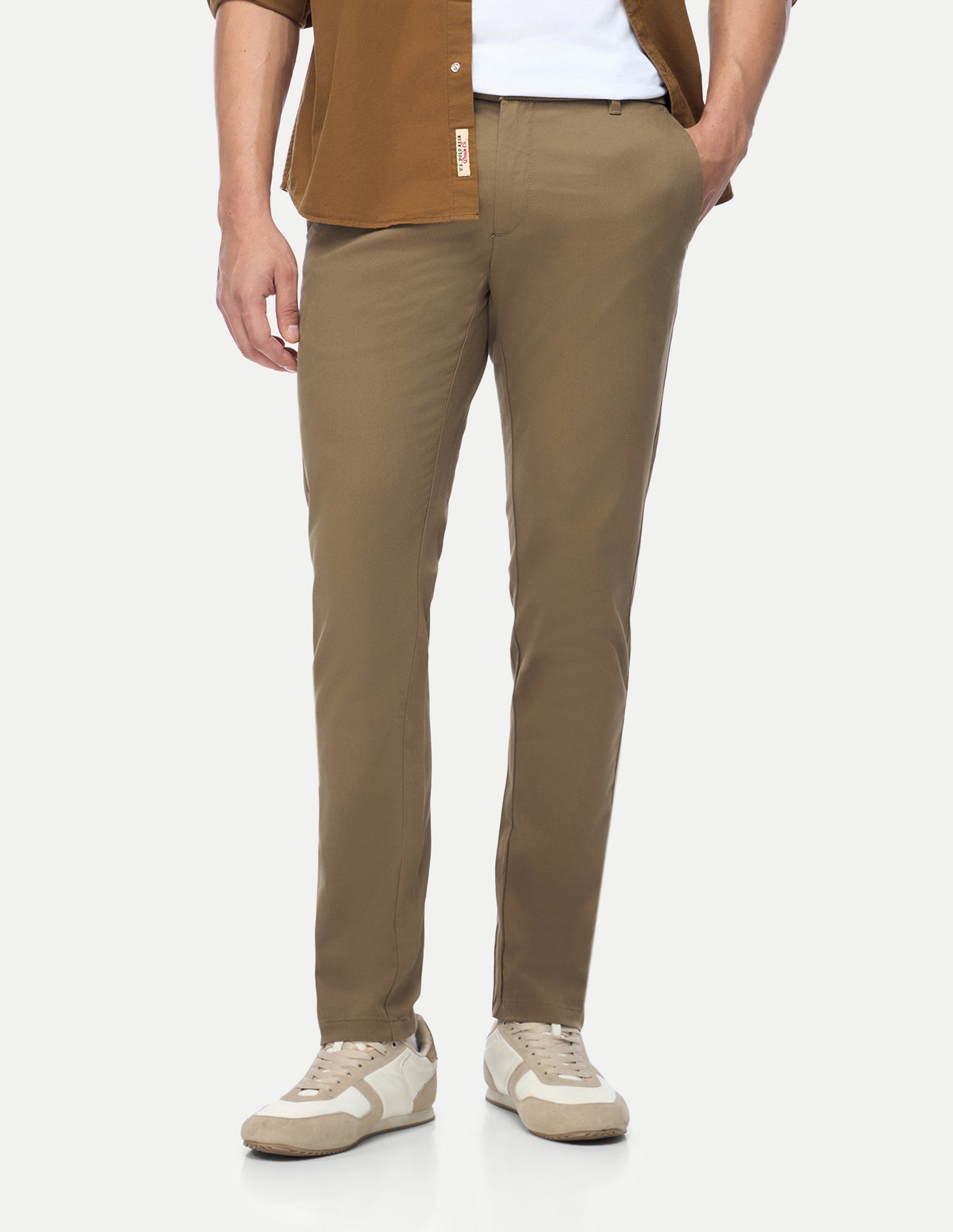 Austin Trim Regular Fit Twill Trousers Dark Khaki - U.S. Polo Assn. India | Large