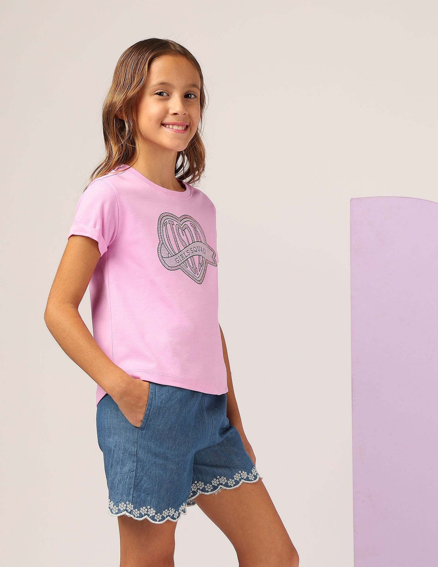 Girls Stud Detailed Relaxed Fit T-Shirt