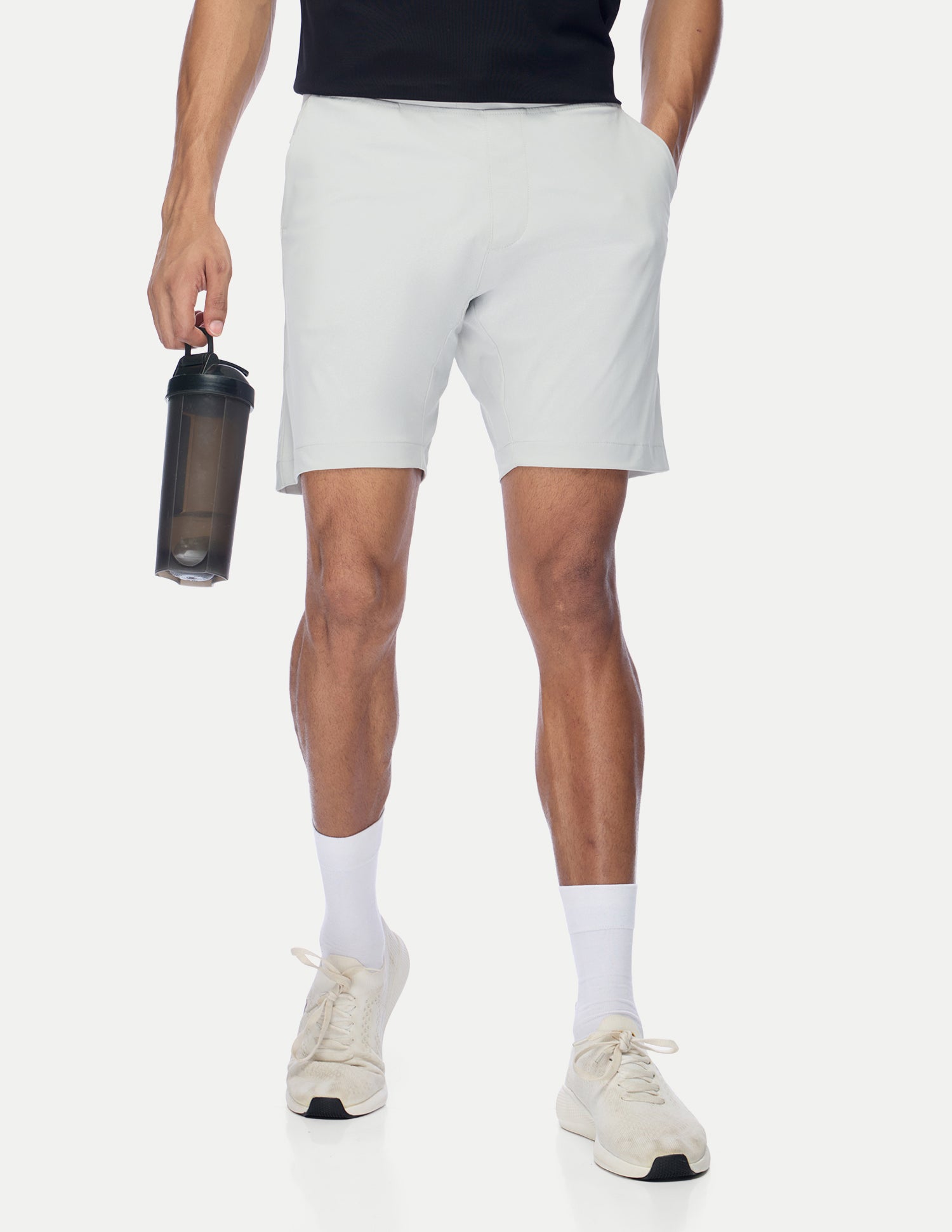 Mid Rise Regular Fit Active Shorts Light Grey - U.S. Polo Assn. India | Large