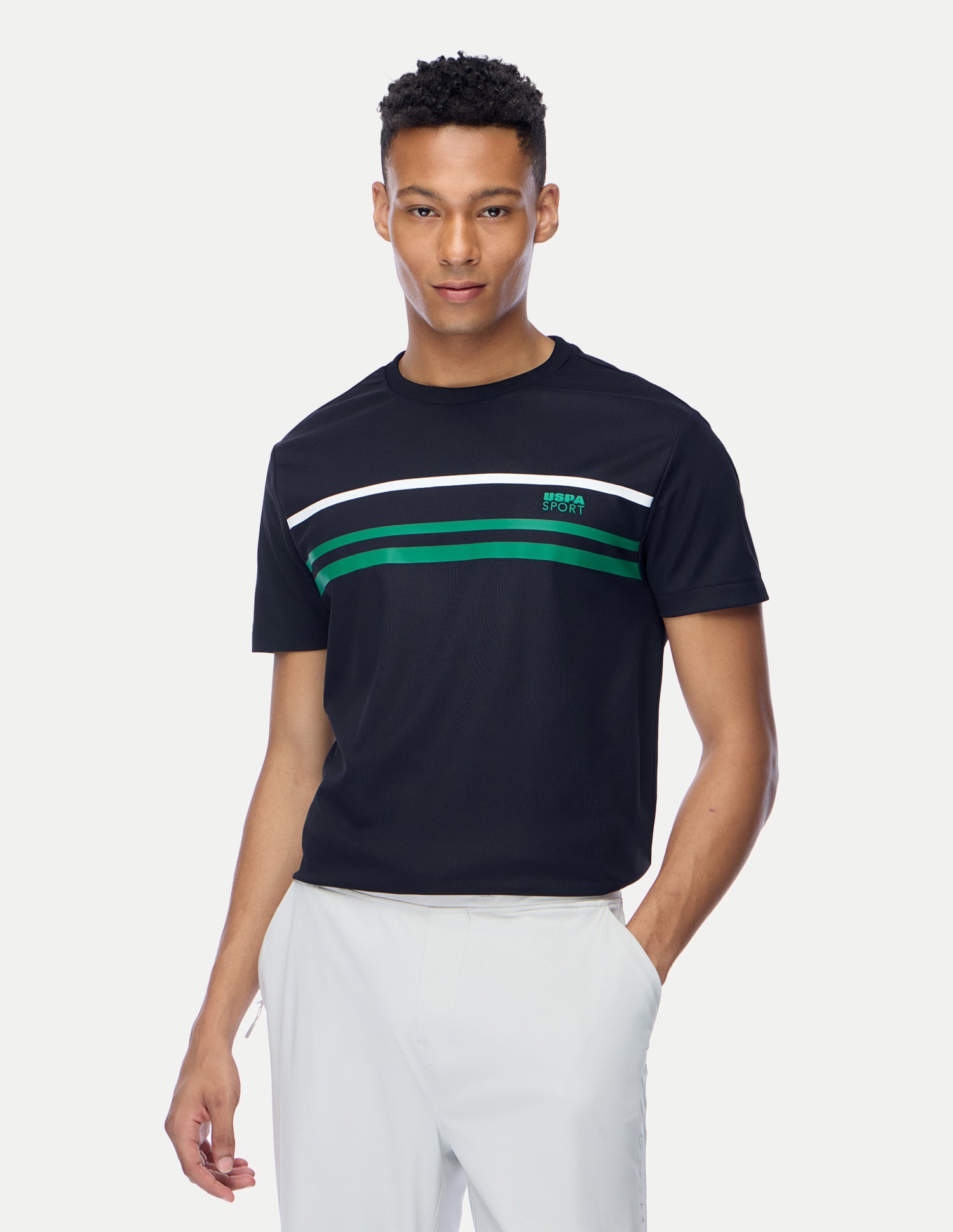 Horizontal Striped Regular Fit Active T-Shirt Navy - U.S. Polo Assn. India | Large