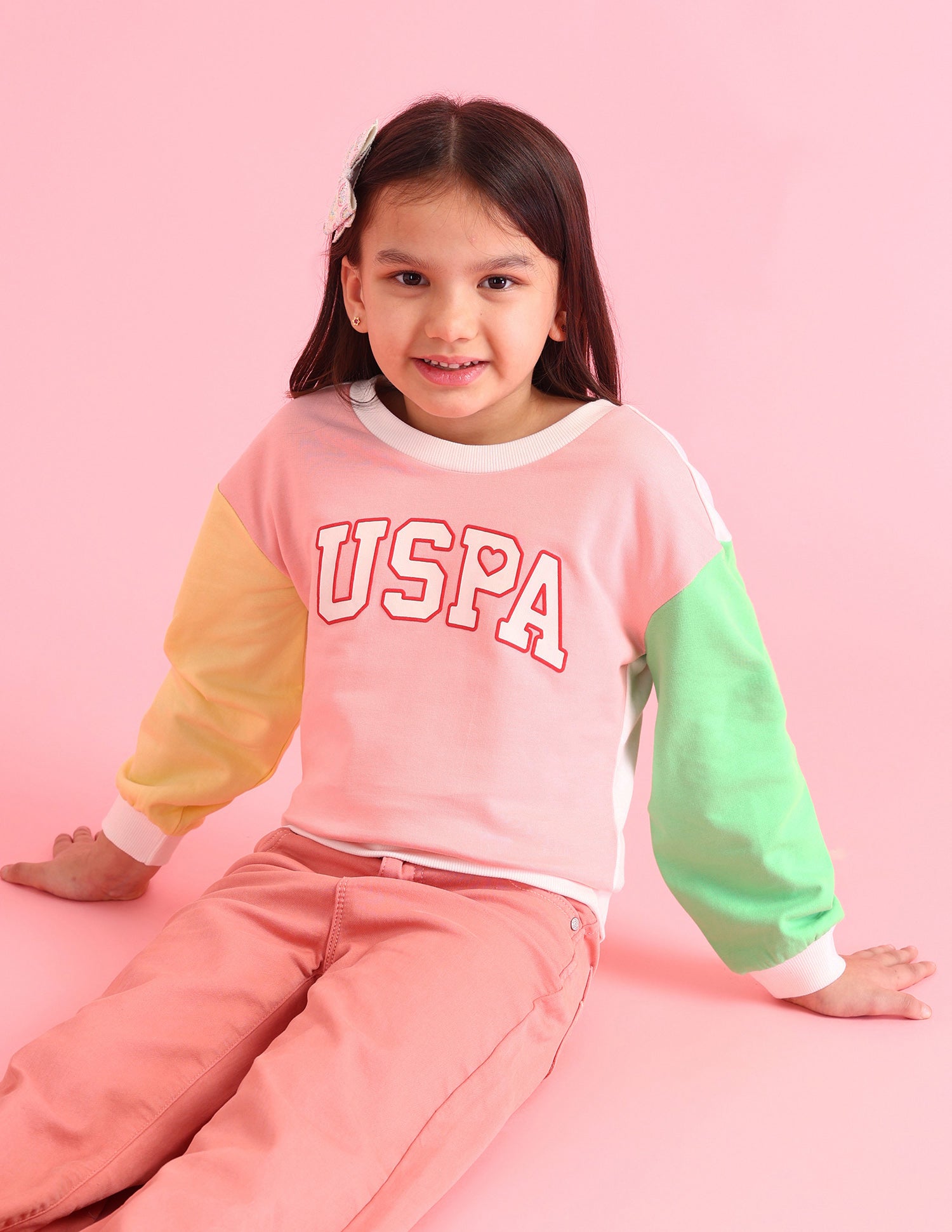 Girls Brand Printed Regular Fit Sweatshirt