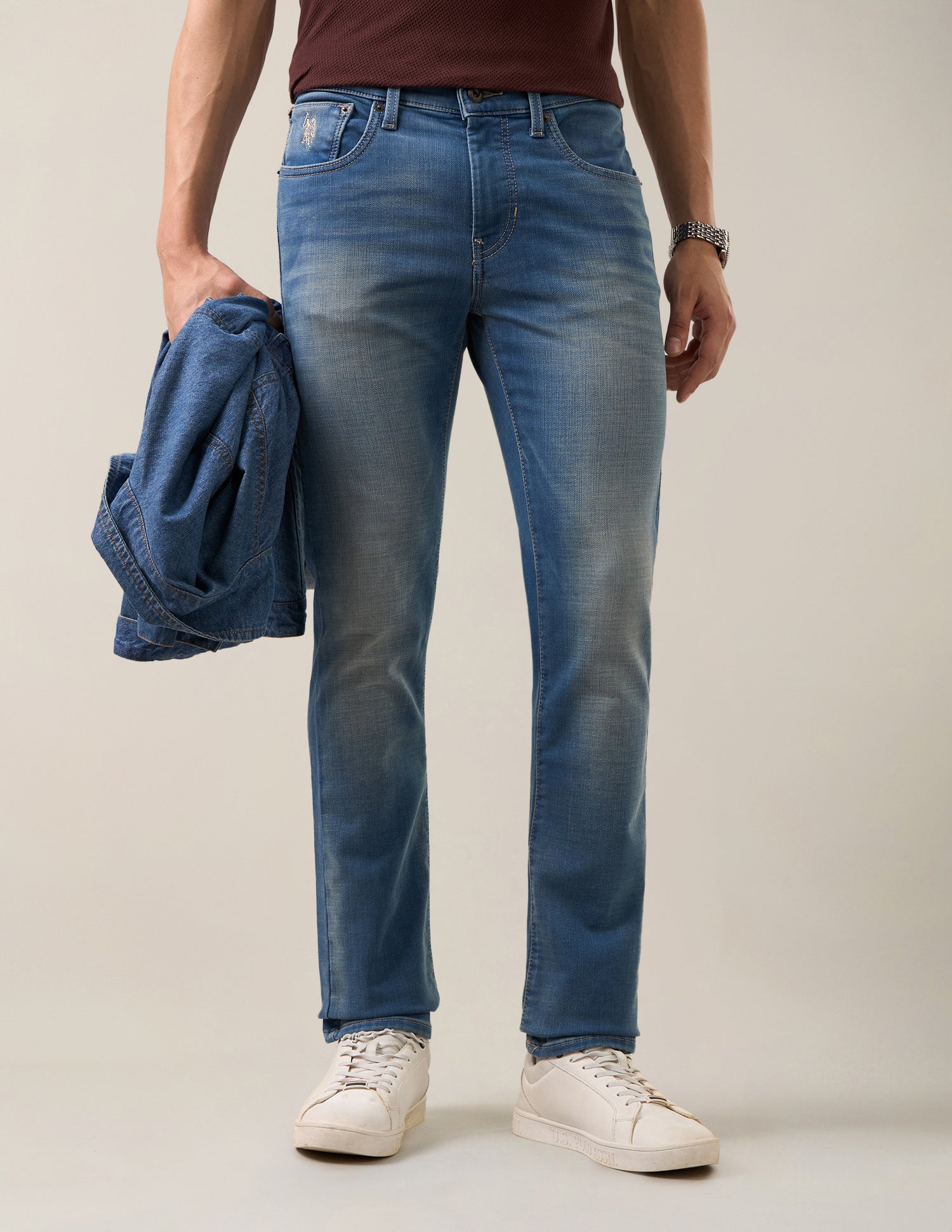 Regallo Skinny Fit Blue Jeans Tinted Blue - U.S. Polo Assn. India | Large