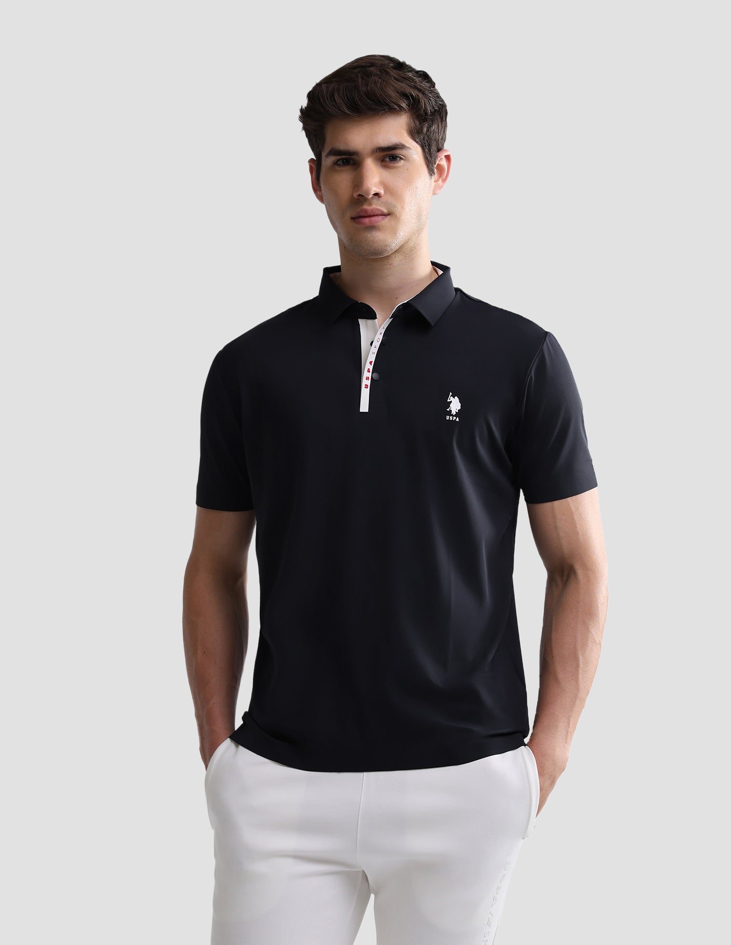 Solid Slim Fit Active Polo Shirt Navy - U.S. Polo Assn. India | Large