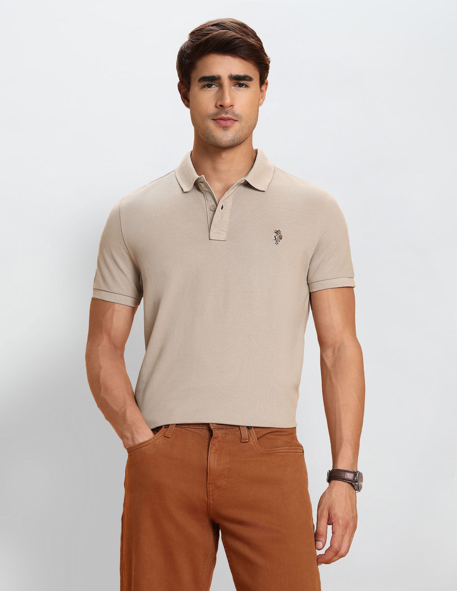 Textured Muscle Fit Polo Shirt