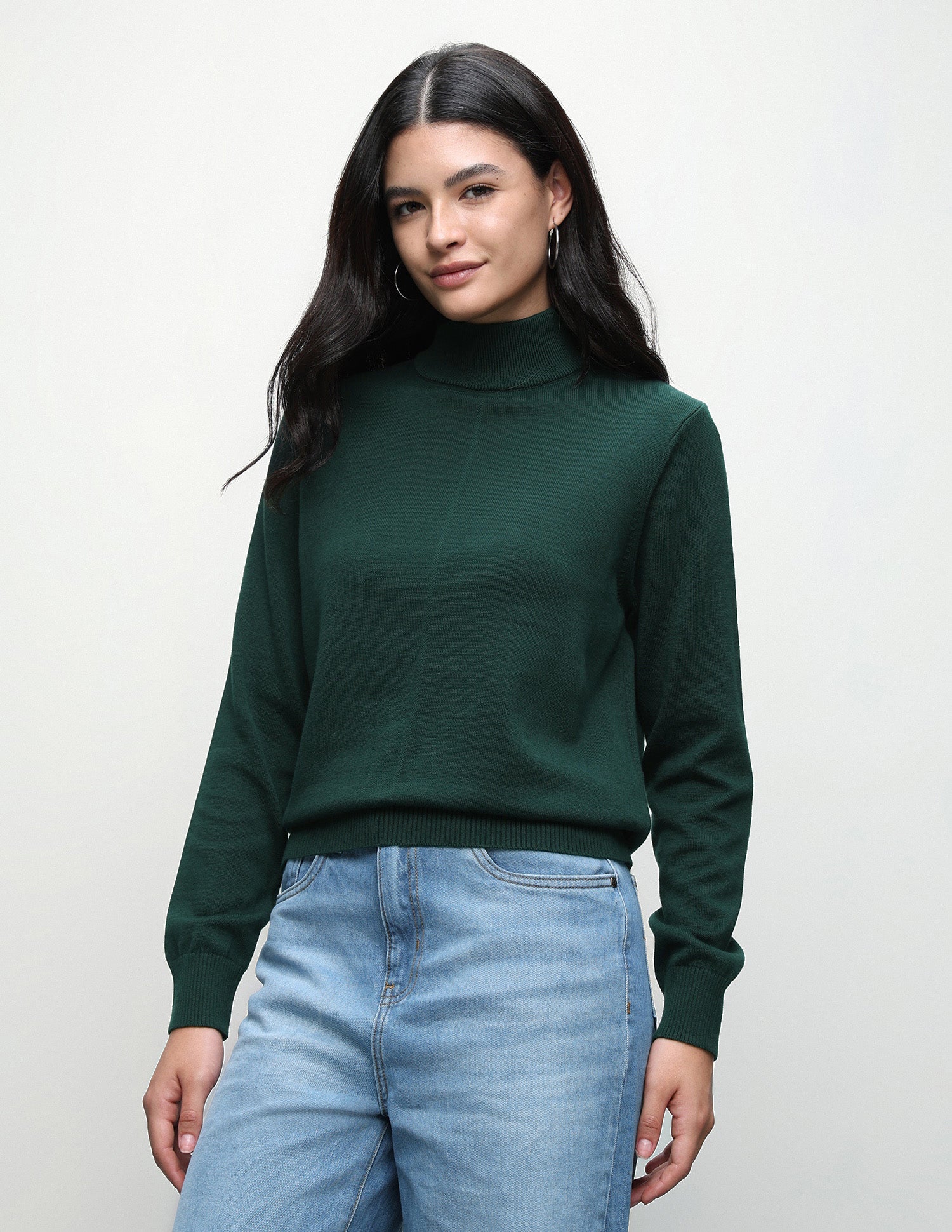Solid Regular Fit Sweater Green - U.S. Polo Assn. India | Large