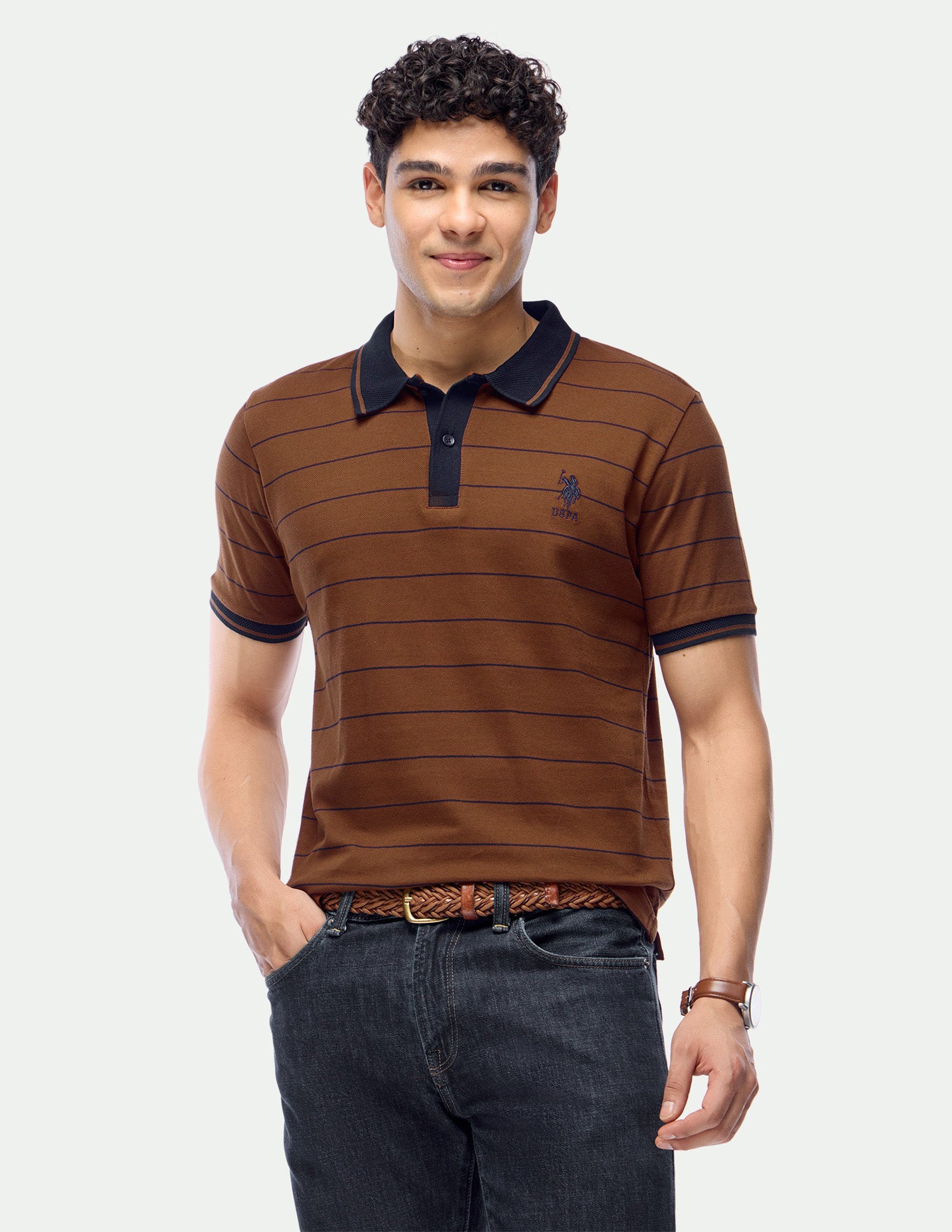 Slim Fit Horizontal Striped Polo Shirt