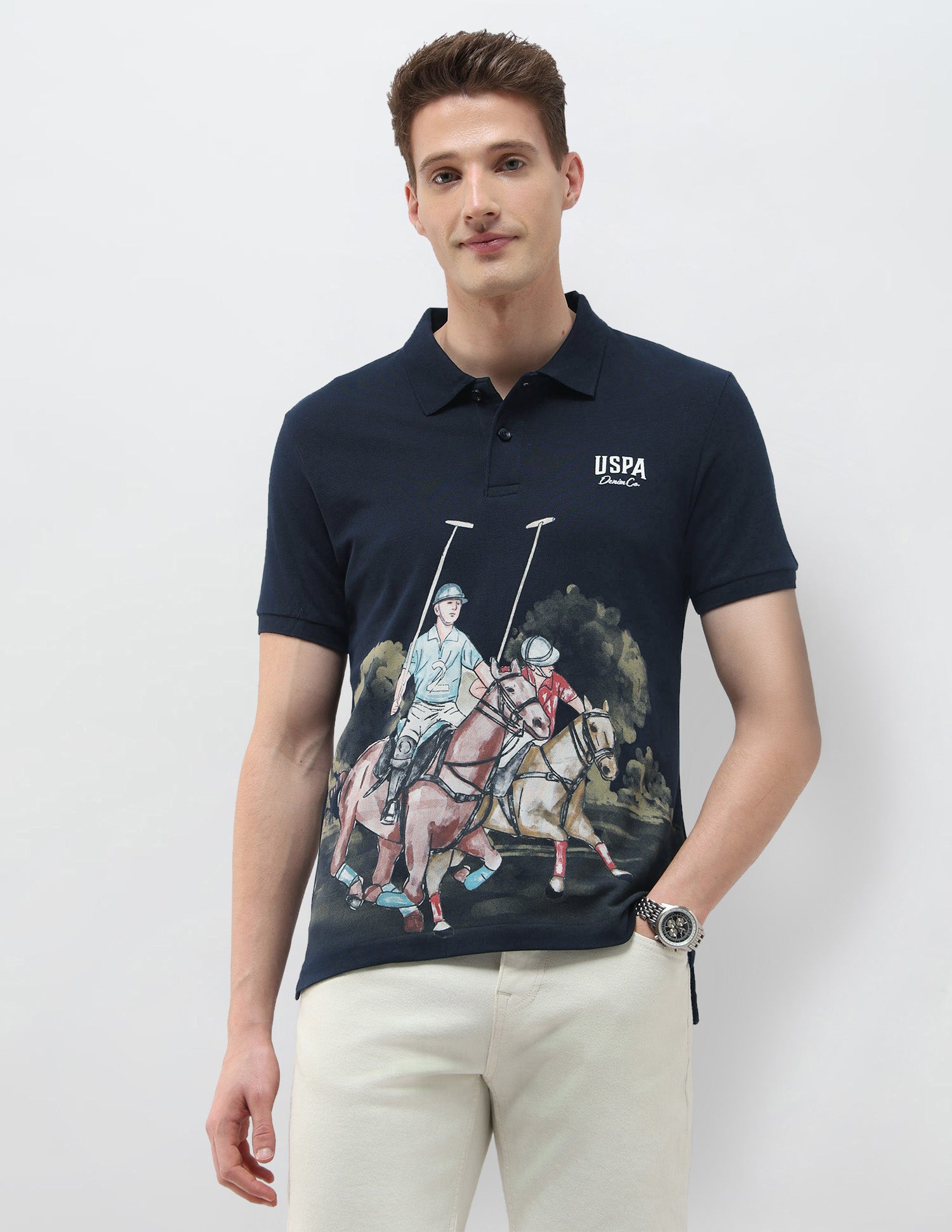 Brand Printed Summer House Polo Shirt
