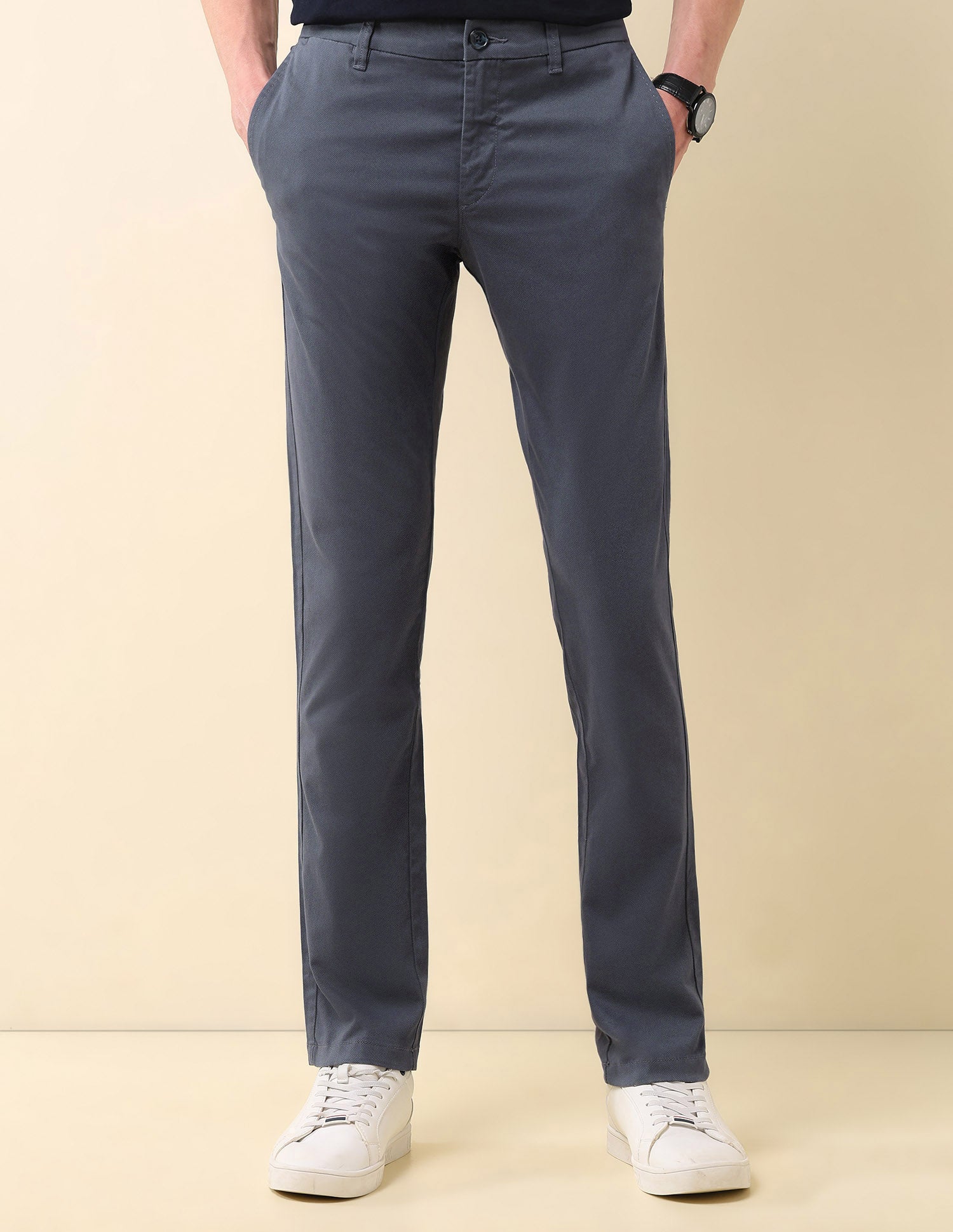 Denver Slim Fit Twill Trousers Blue - U.S. Polo Assn. India | Large