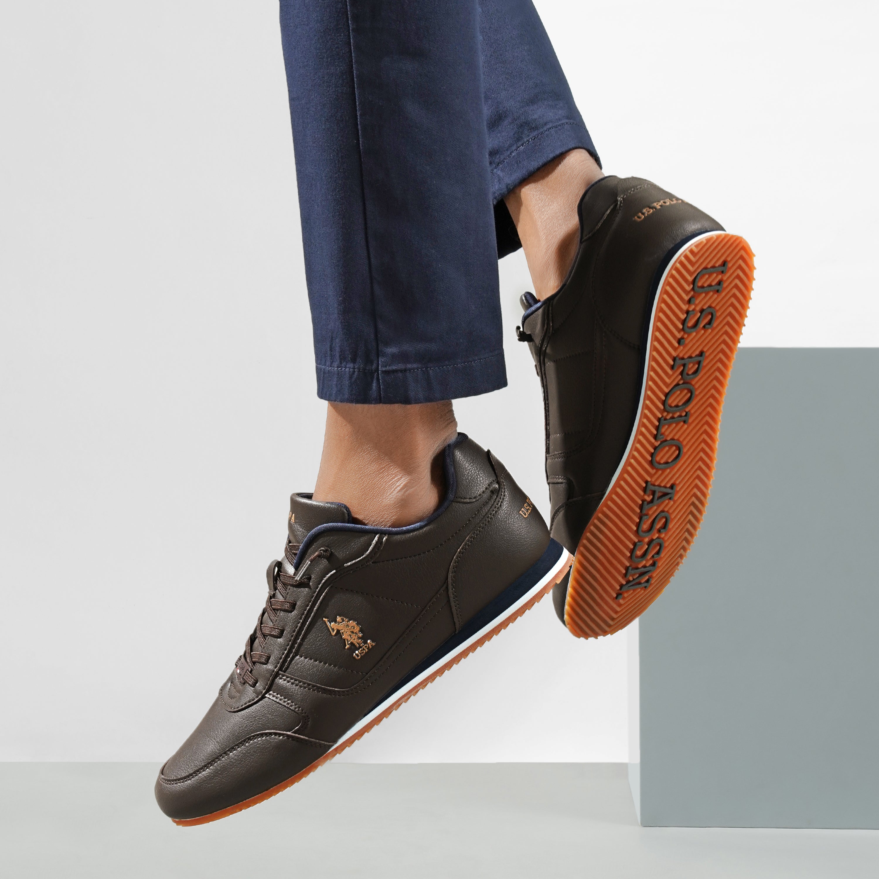 Men Round Toe Solid Mason Sneakers Brown - U.S. POLO ASSN. | Large