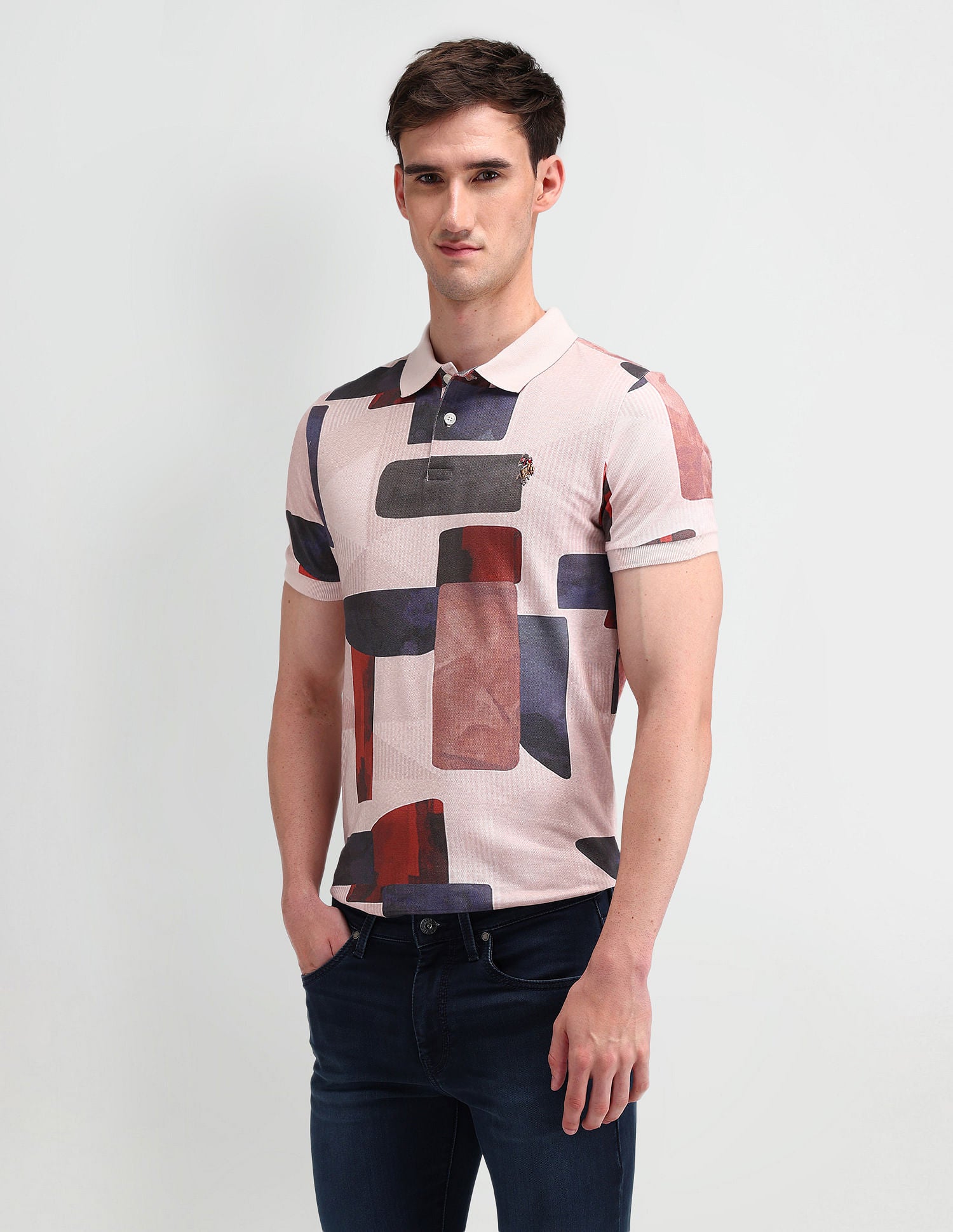 Muscle Fit Abstract Polo Shirt Mauve - U.S. Polo Assn. India | Large