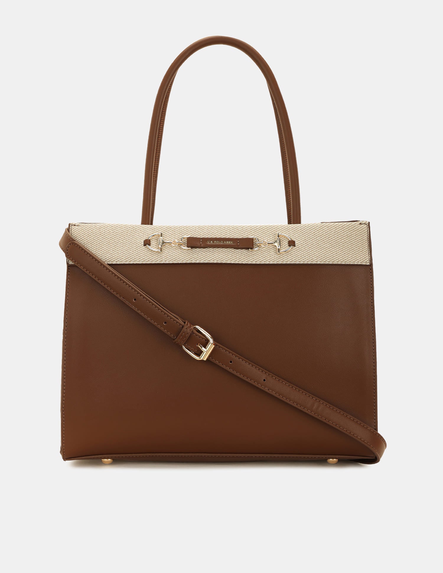 Alina 2.0 Colourblocked Satchel Handbag Brown - U.S. Polo Assn. India | Large