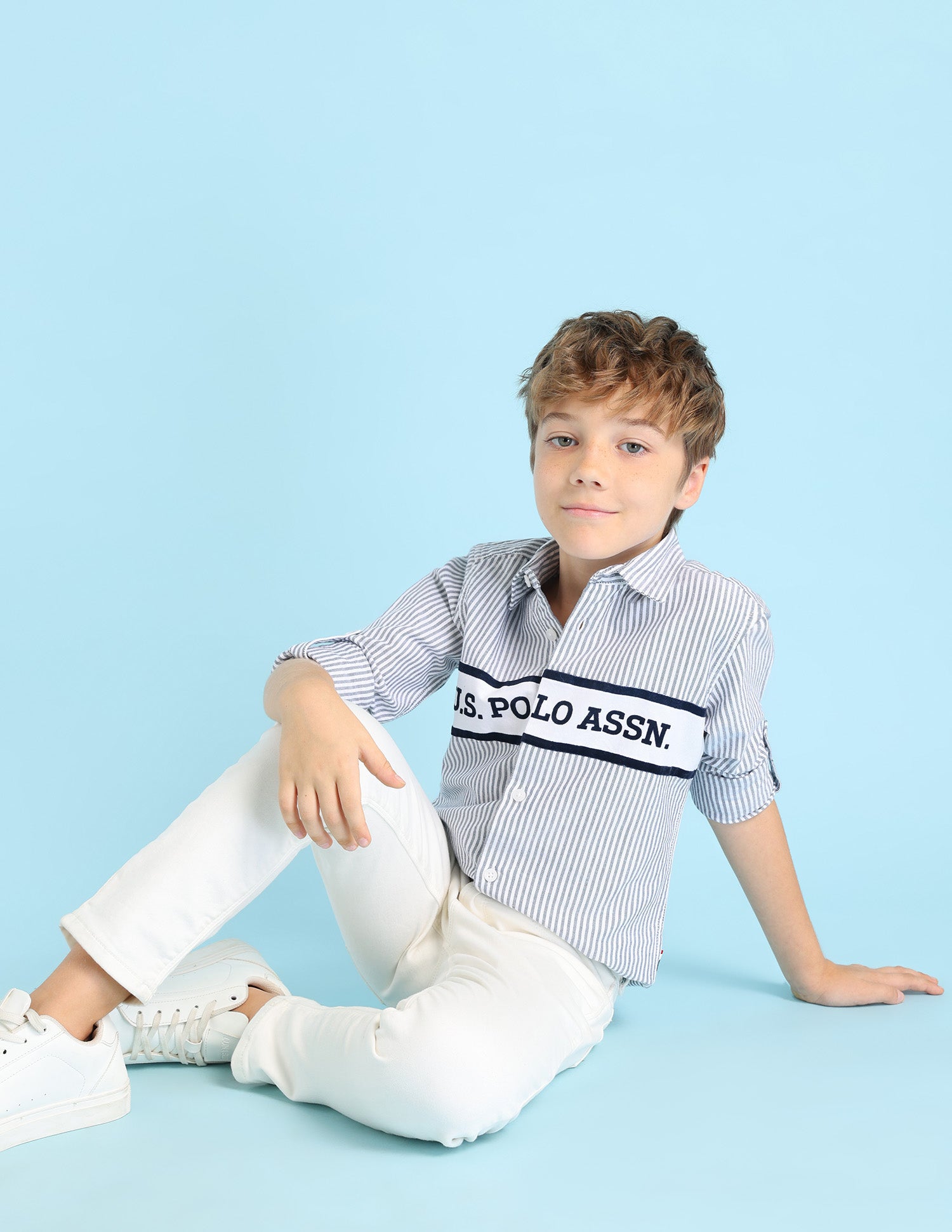 Boys Vertical Stripes Oxford Shirt