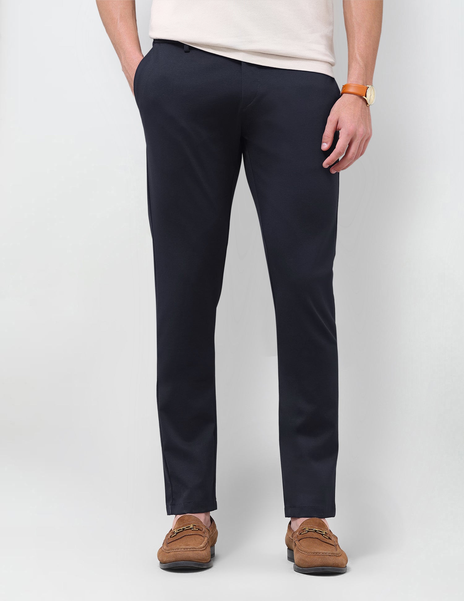 Super Slim Fit Satin Trousers Navy - U.S. Polo Assn. India | Large