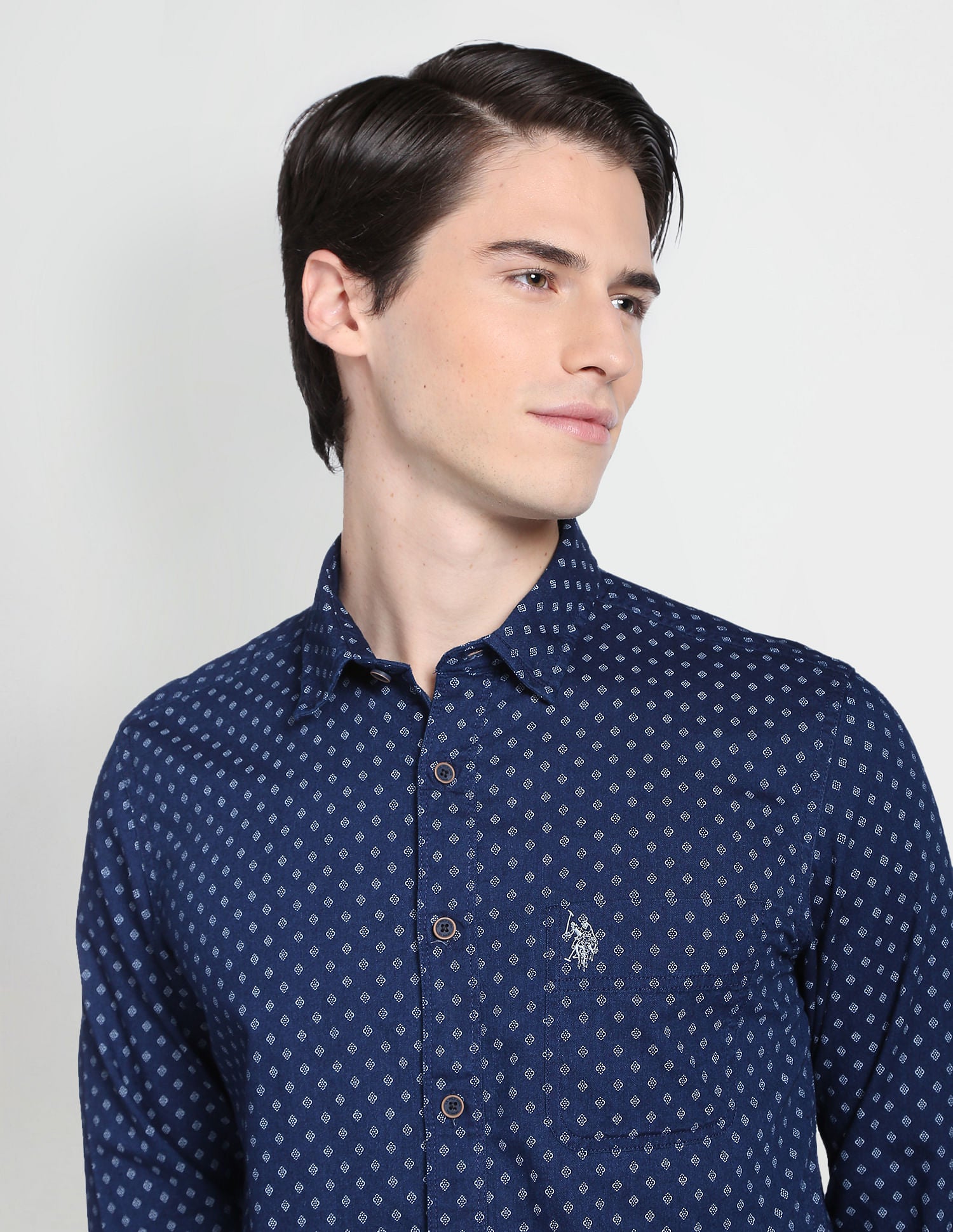 Indigo Classic Geometric Print Shirt Indigo - U.S. Polo Assn. India | Large