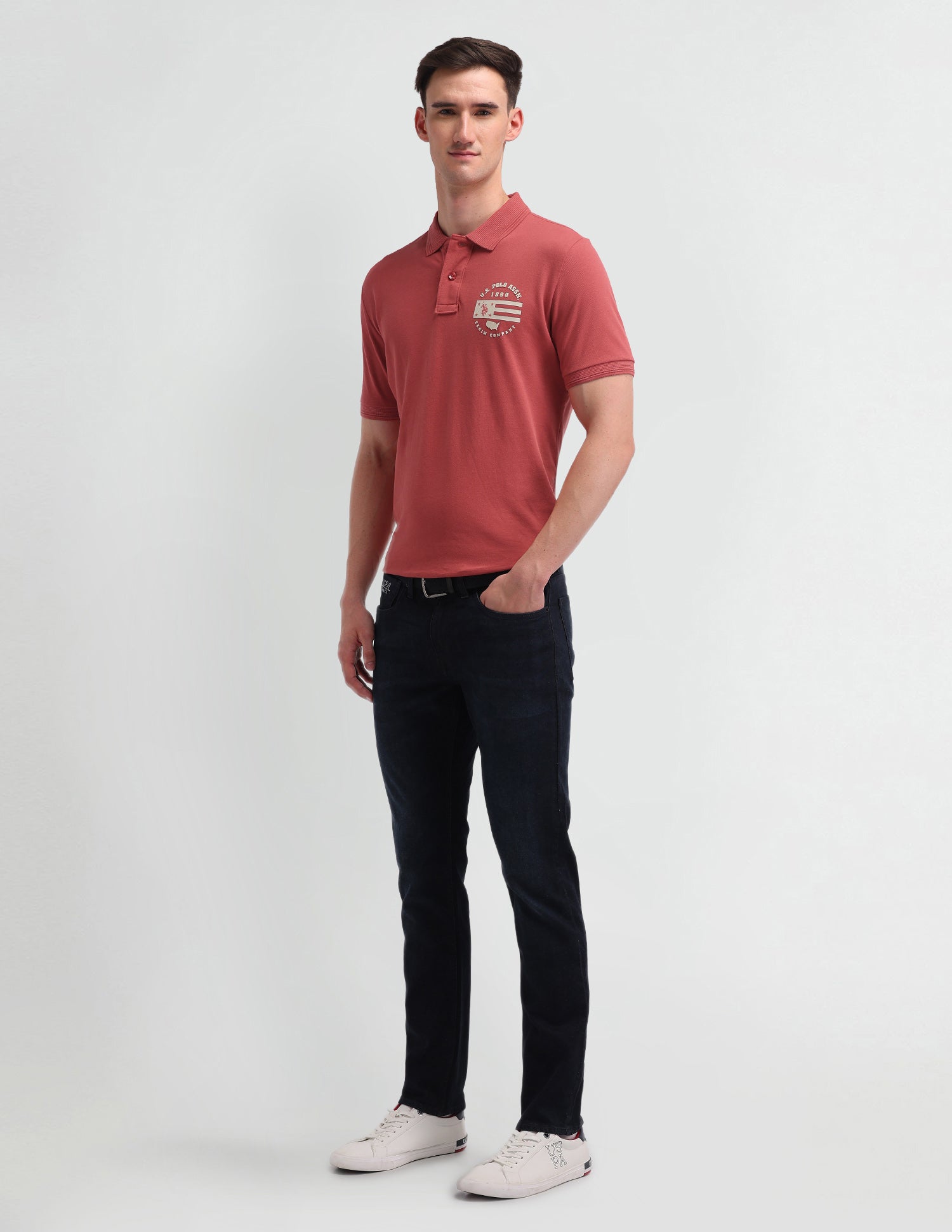 Solid Muscle Fit Polo Shirt Vivid Crimson - U.S. Polo Assn. India | Large