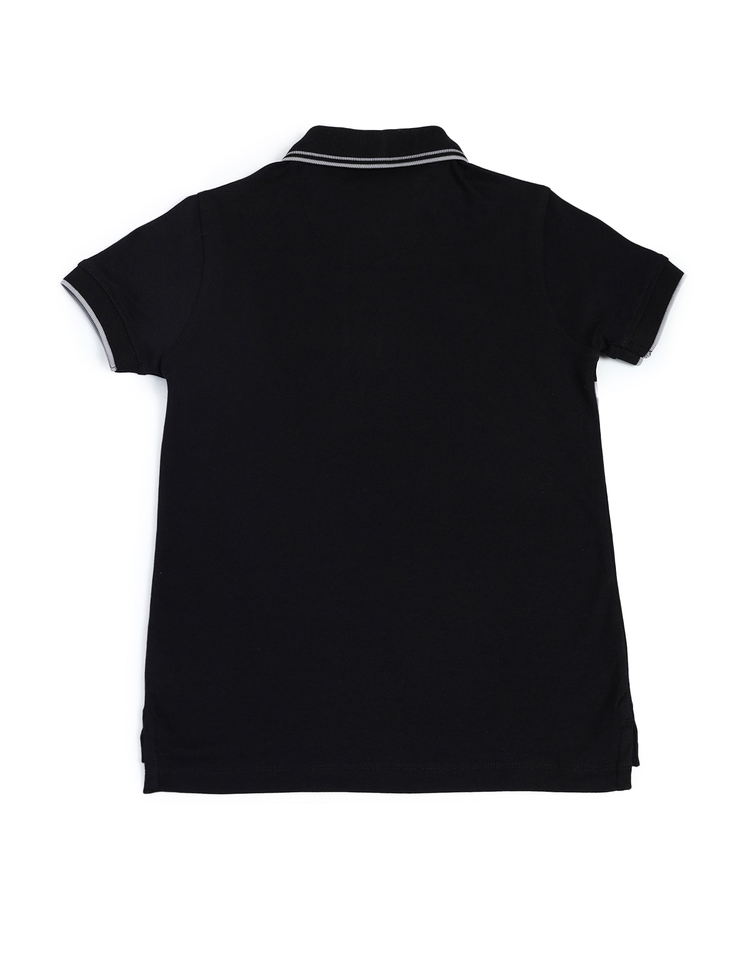 Boys Brand Printed Cotton Polo Shirt Black - U.S. Polo Assn. India | Large