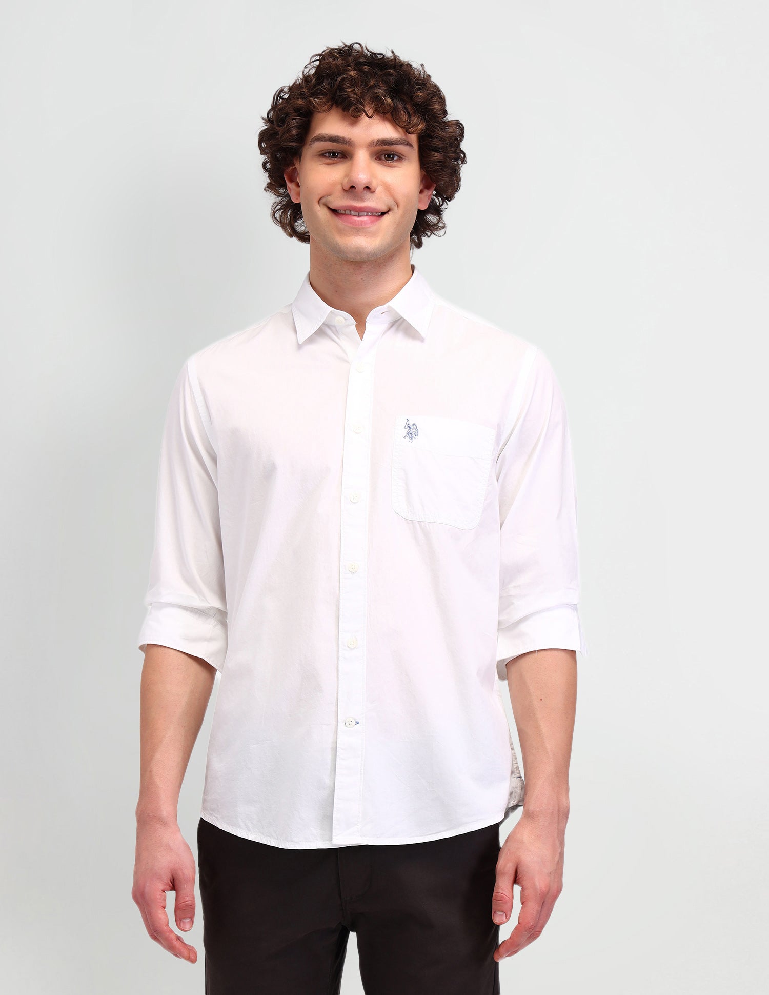 Slim Fit Cotton Shirt White - U.S. Polo Assn. India | Large