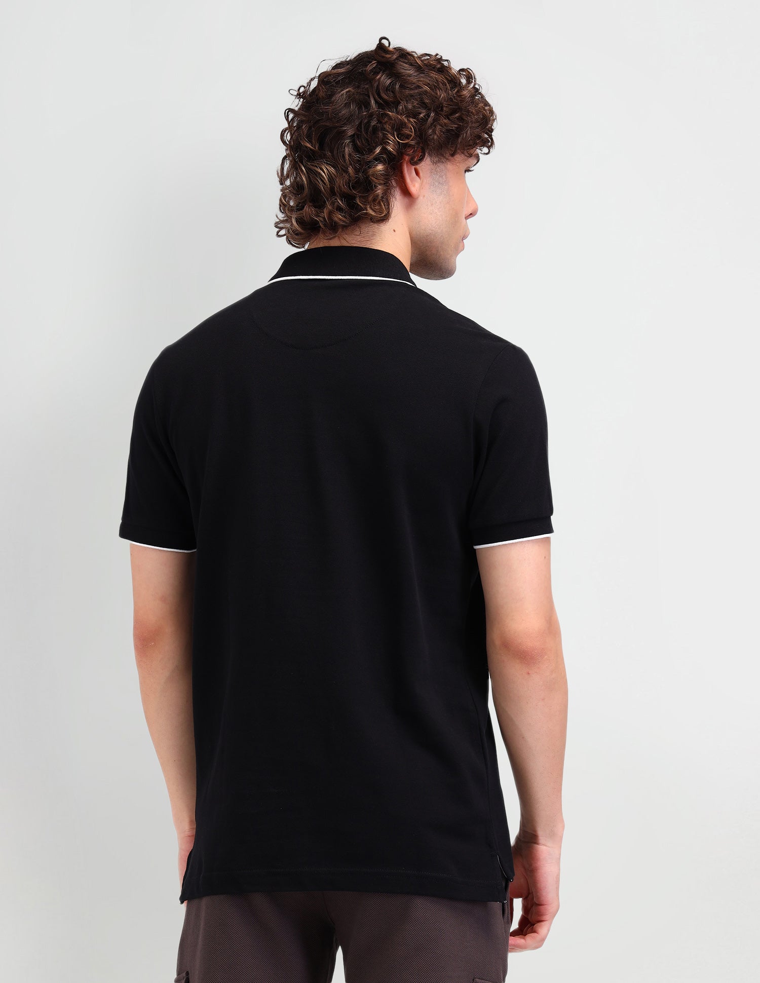 Brand Printed Cotton Polo Shirt Uspa Black - U.S. Polo Assn. India | Large