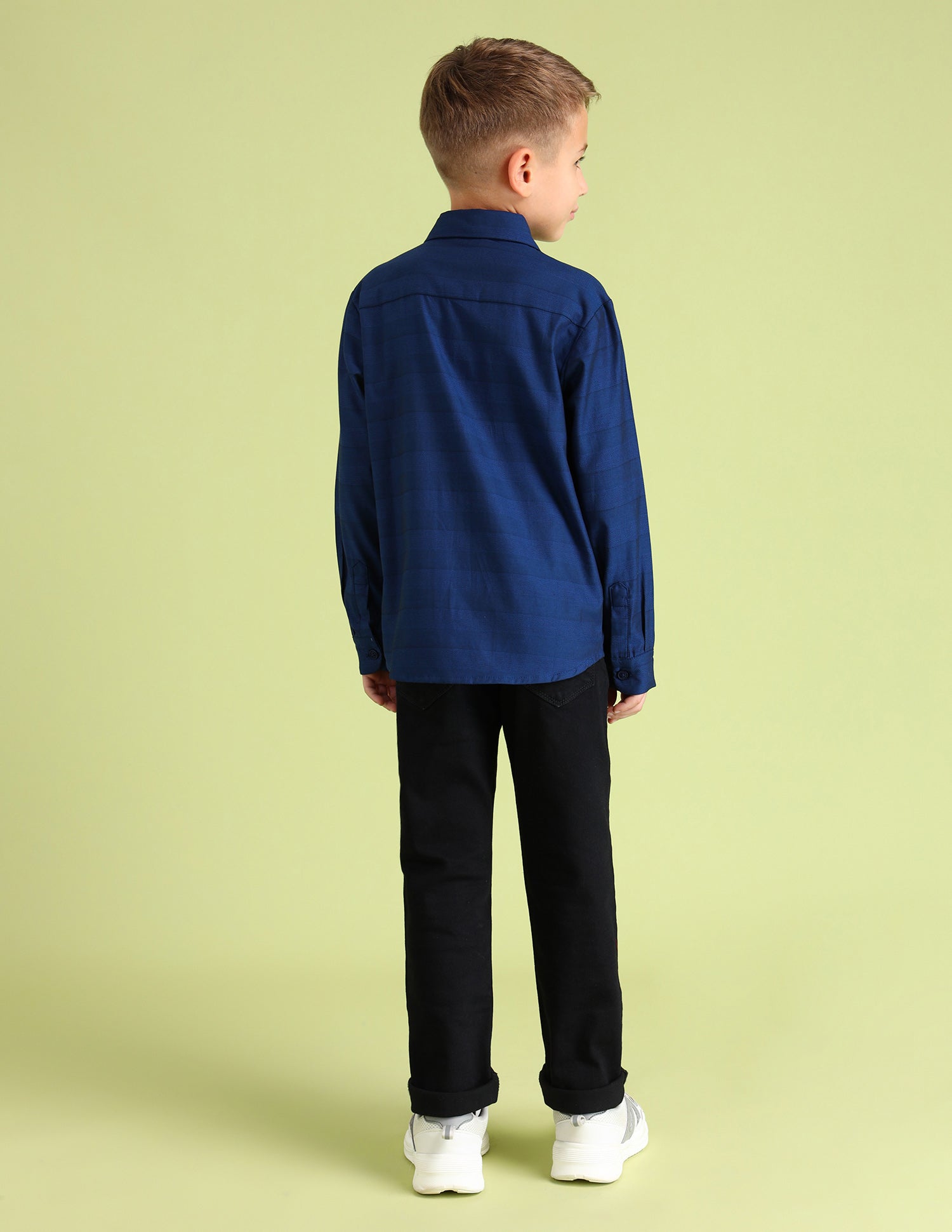 Boys Regular Fit Dobby Weave Textured Shirt Blue - U.S. POLO ASSN. | Large