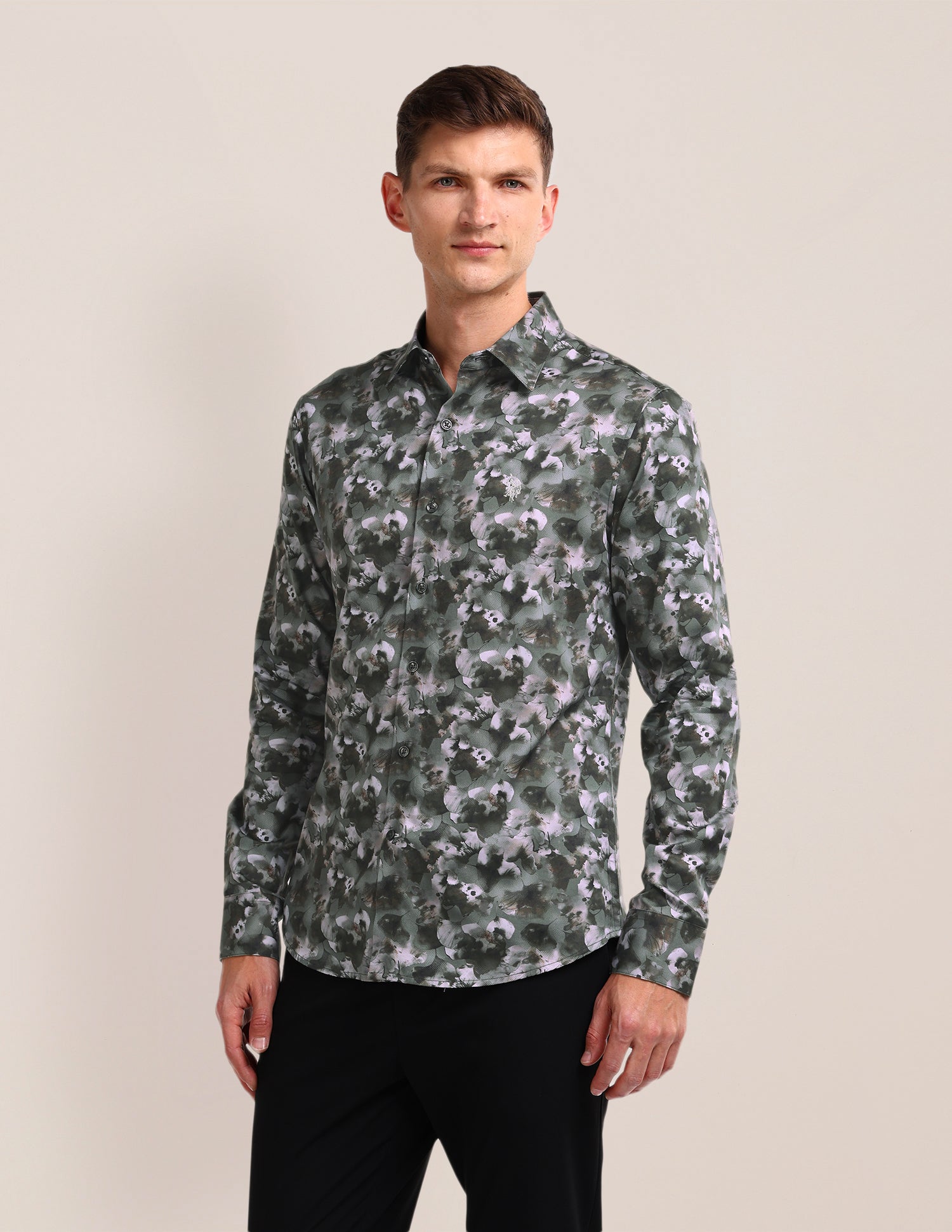 All-over Regular Fit Shirt Olive - U.S. Polo Assn. India | Large