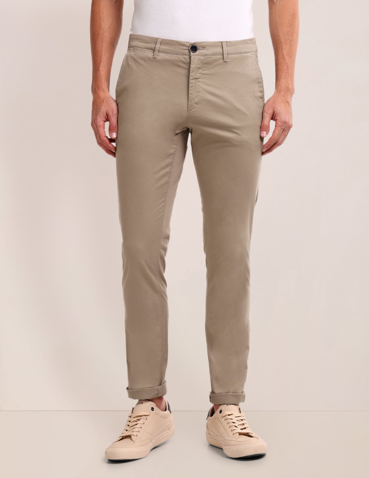 Denver Slim Fit Regular Trousers Taupe - U.S. POLO ASSN. | Large