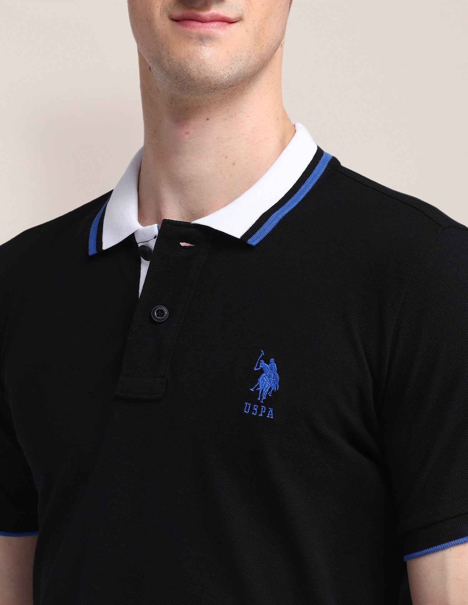 Solid Slim Fit Polo Shirt Black - U.S. Polo Assn. India | Large
