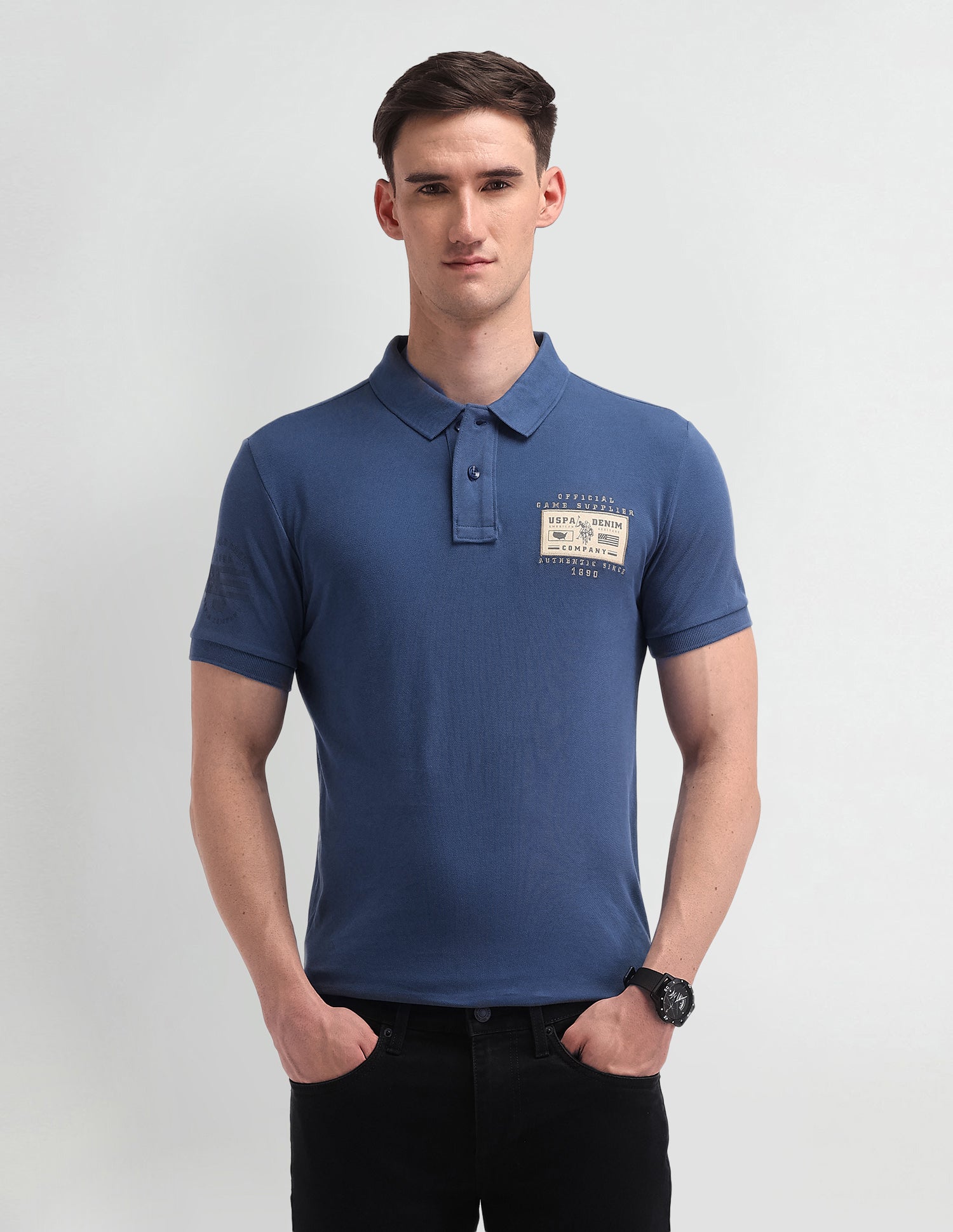 Solid Muscle Fit Polo Shirt Conbalt Blue - U.S. Polo Assn. India | Large